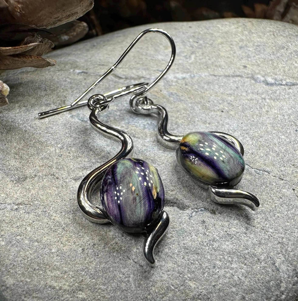 Heathergems Celtic Wiggle Earrings - Blue-Green