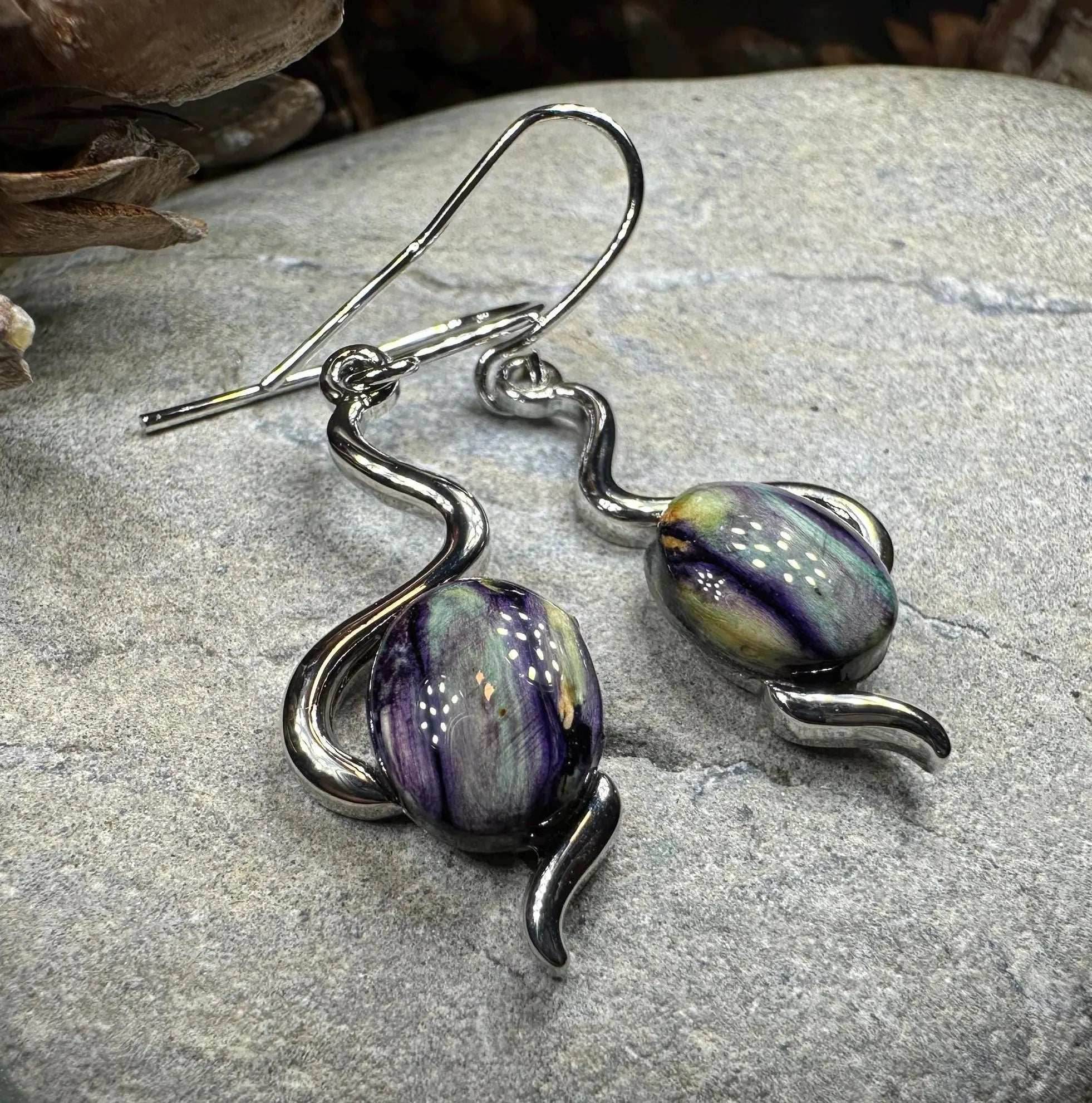 Heathergems Celtic Wiggle Earrings - Blue-Green
