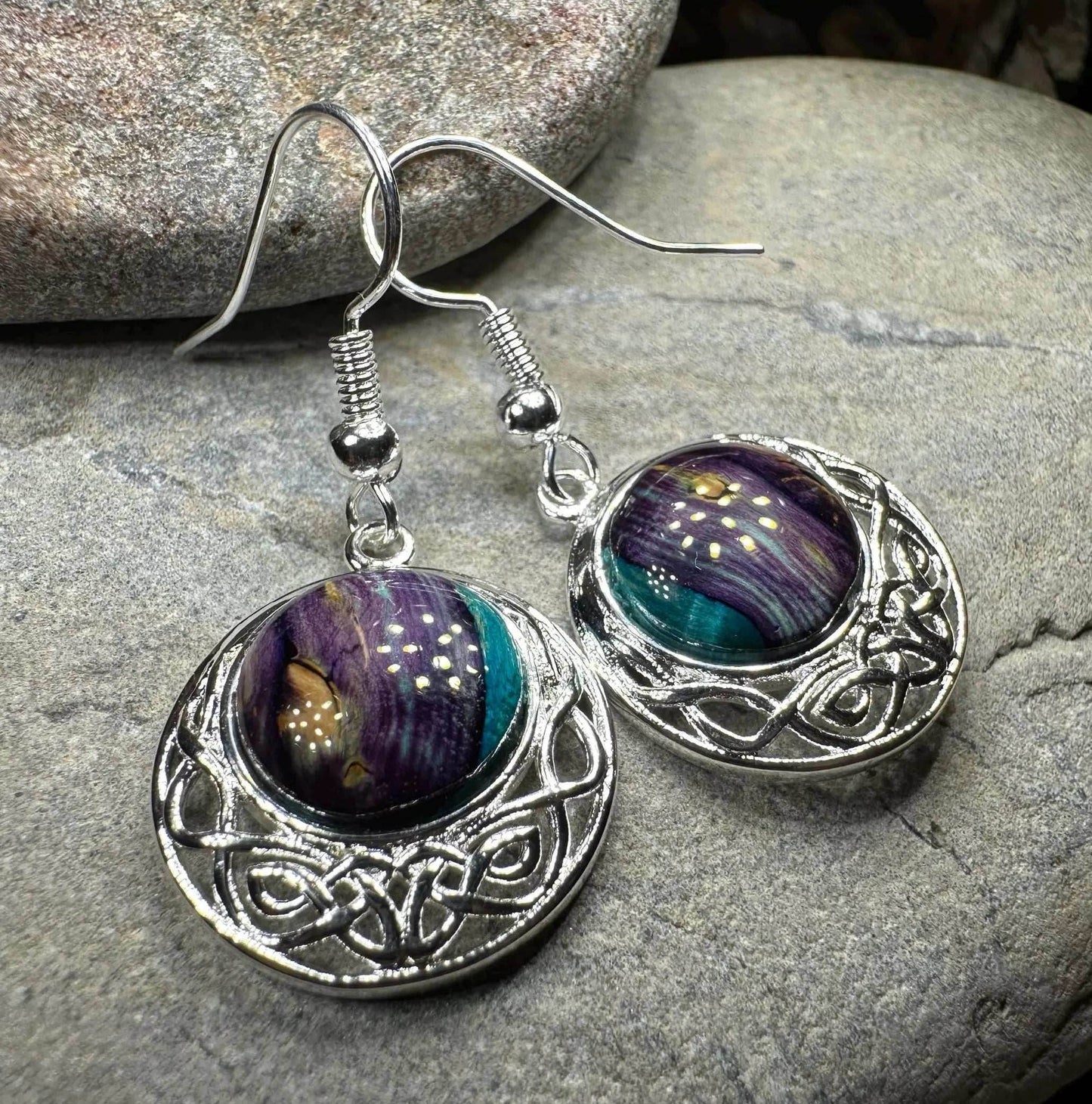 Heathergems Celtic Knot Earrings - Purple