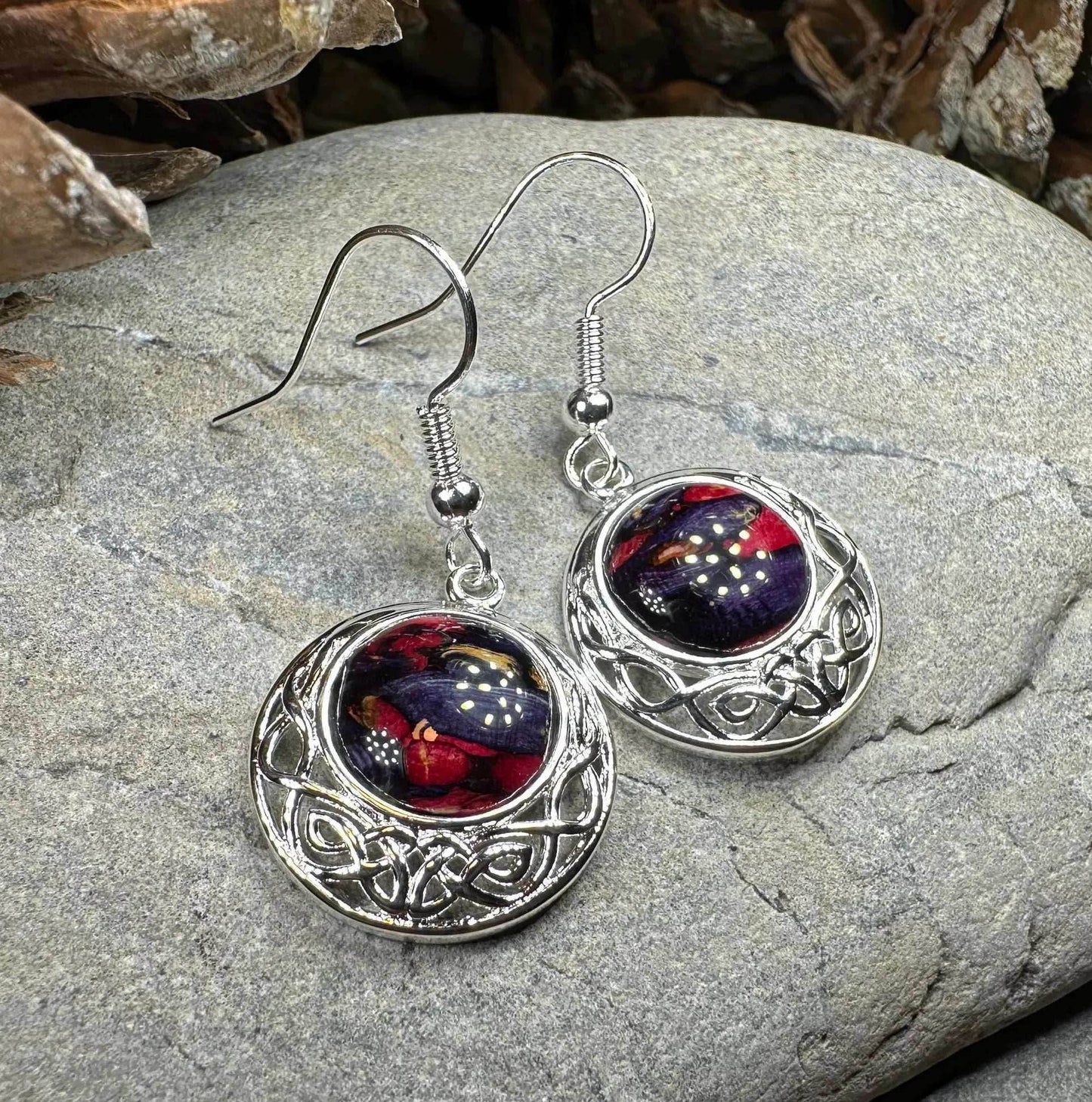 Heathergems Celtic Knot Earrings - Purple Red