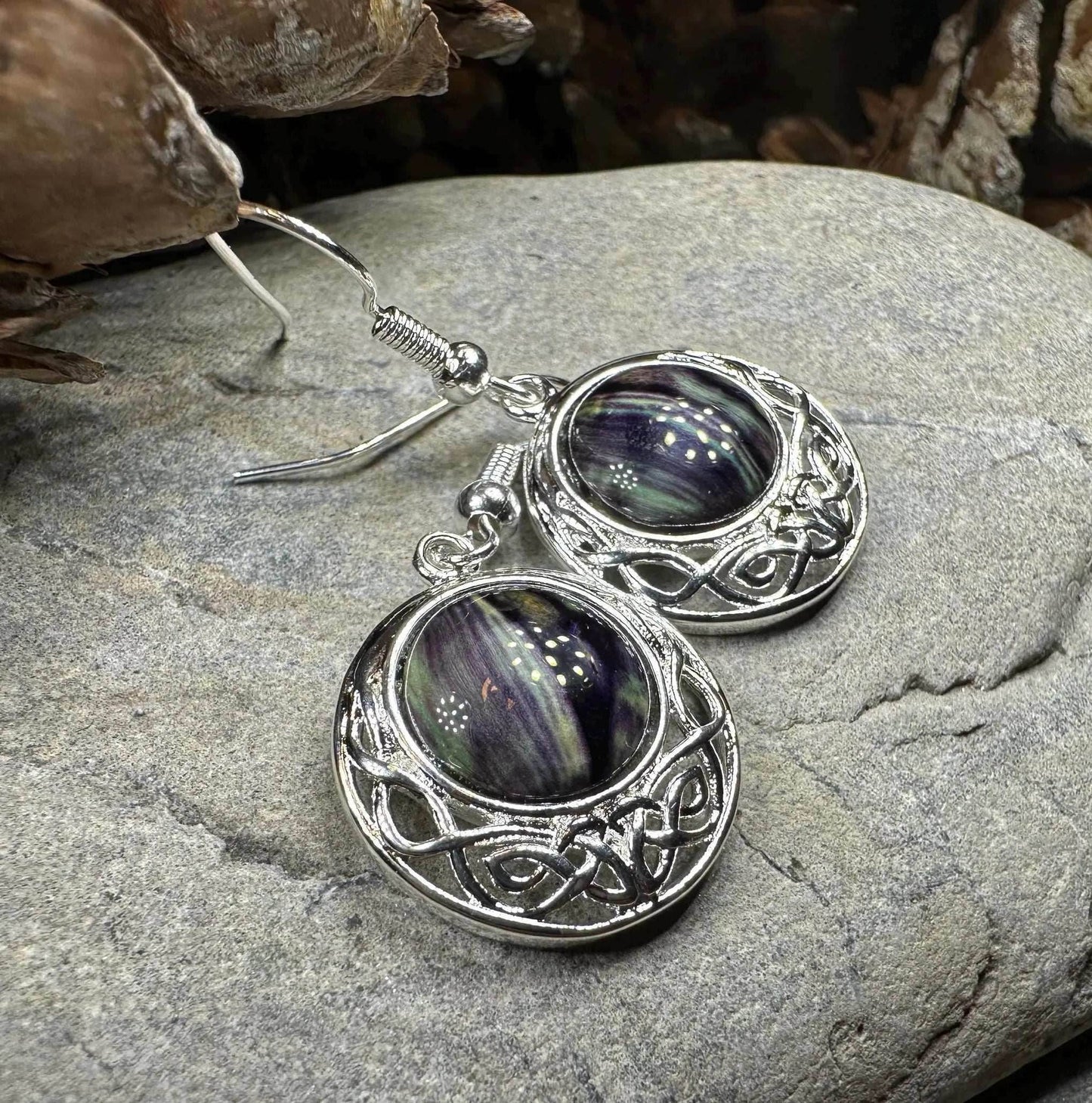 Heathergems Celtic Knot Earrings - Purple Gold