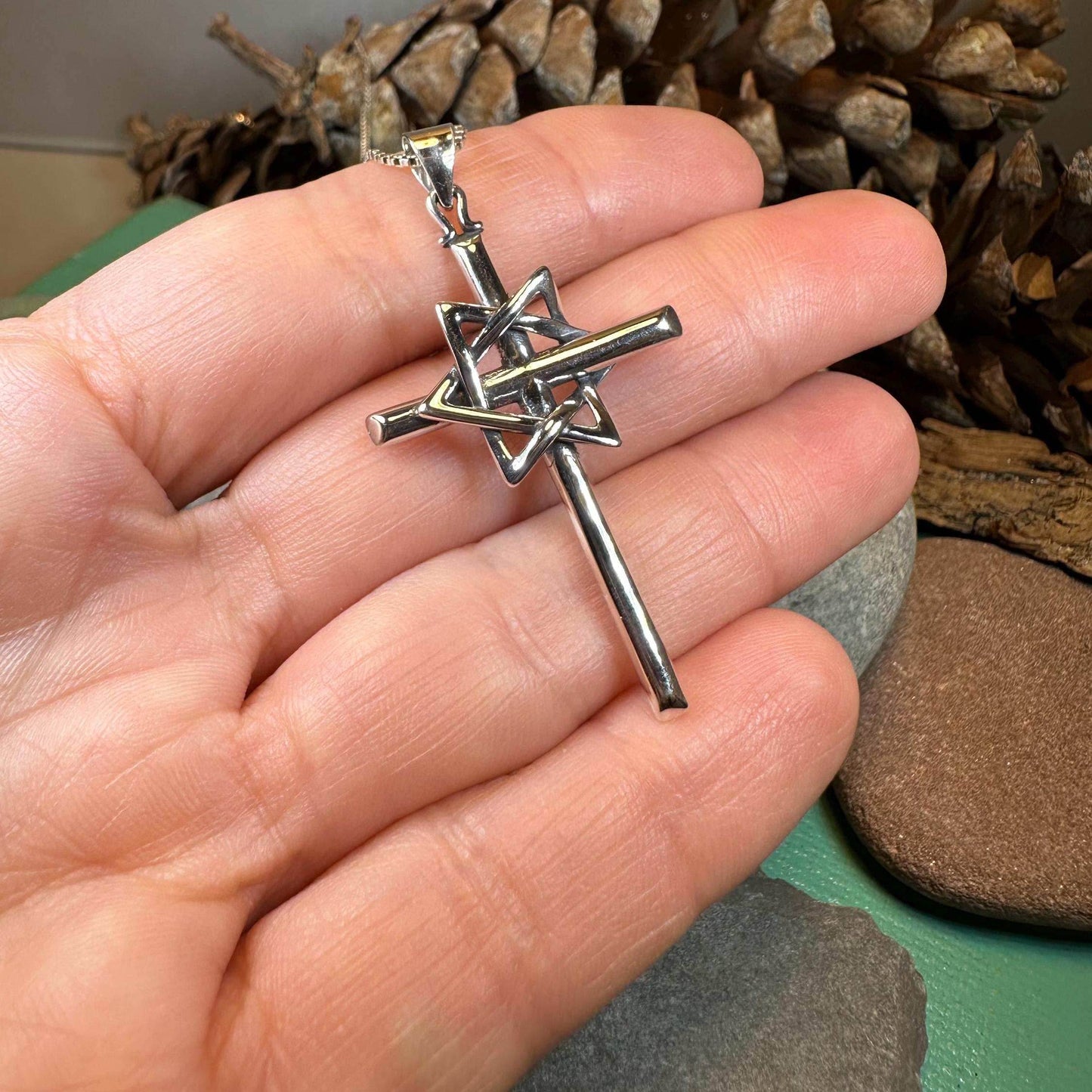 Large Star of David Cross Necklace - 18