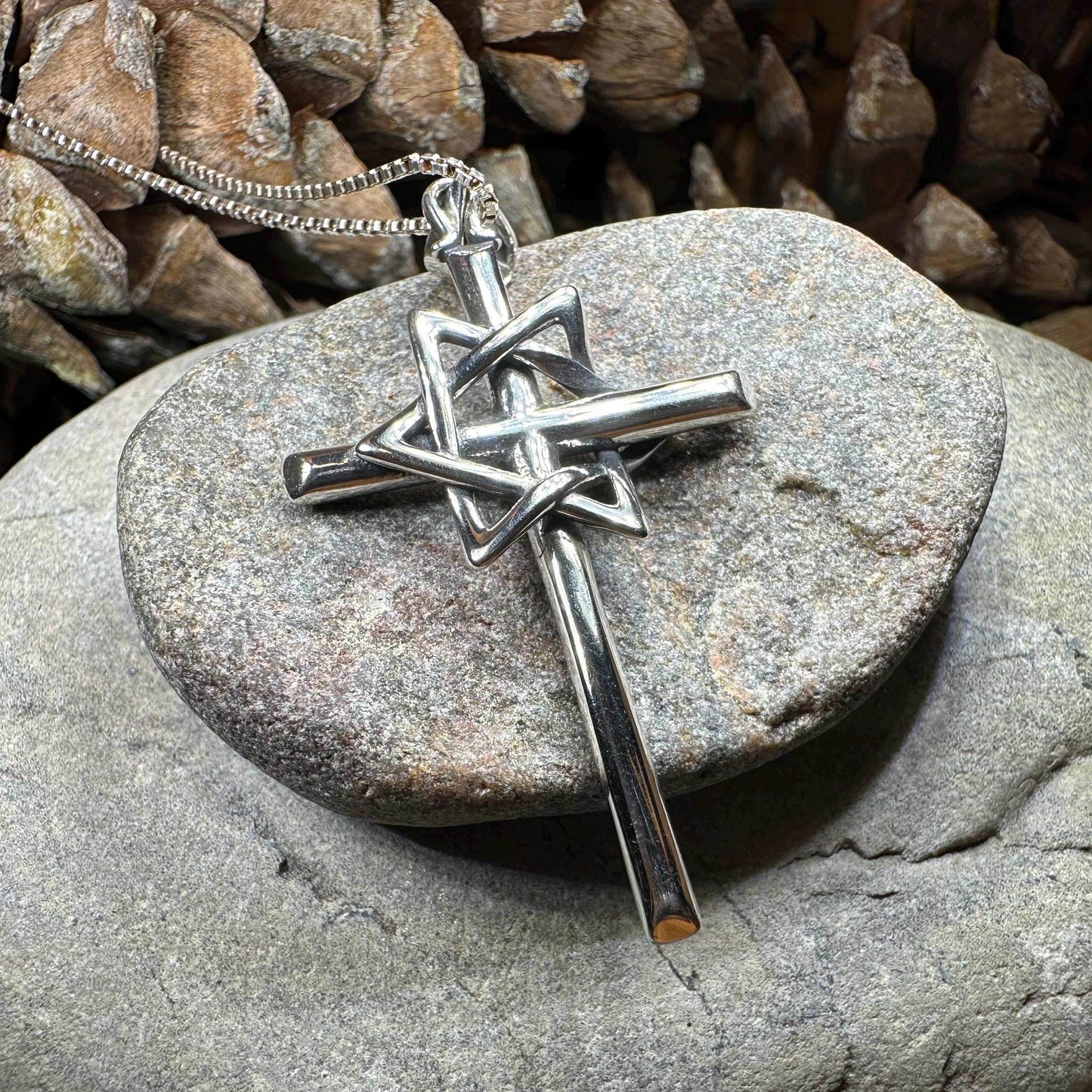 Large Star of David Cross Necklace - 18