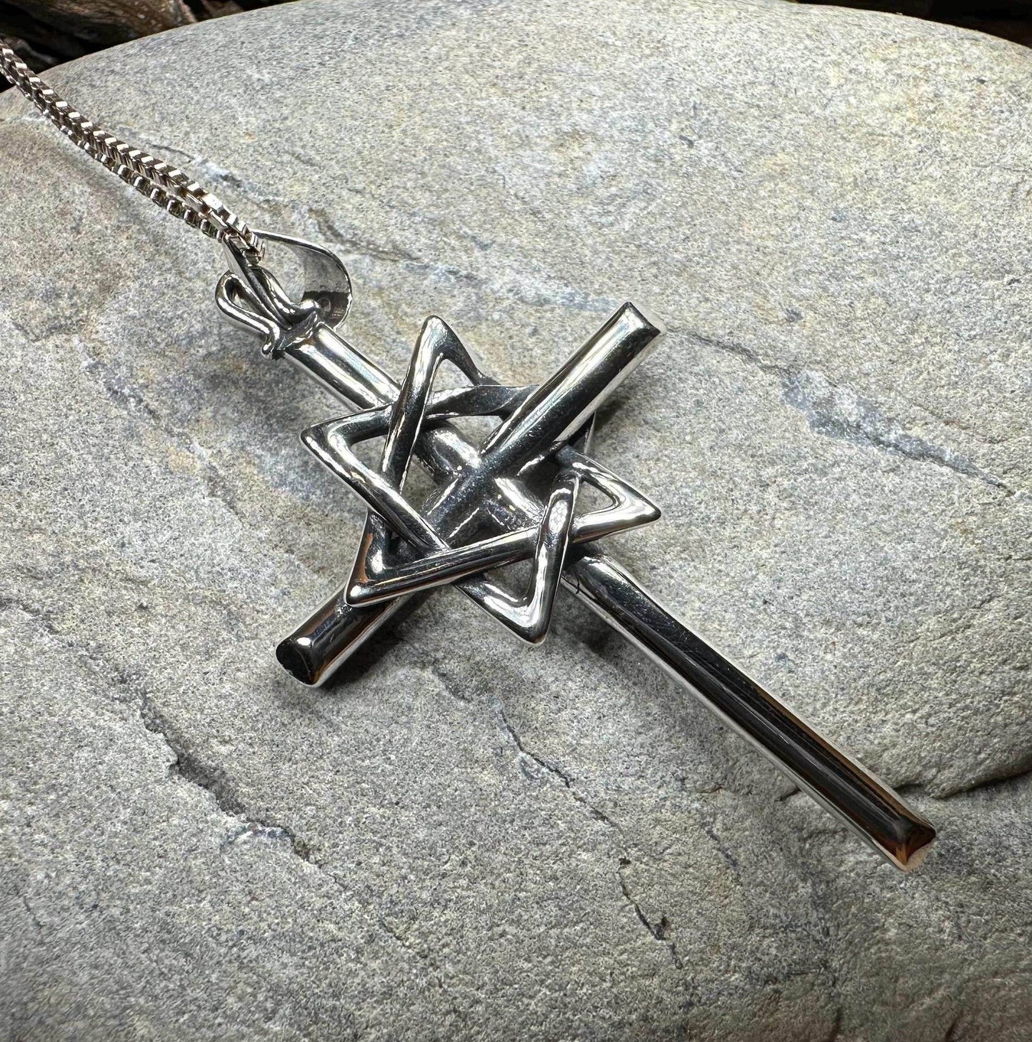 Large Star of David Cross Necklace - 18