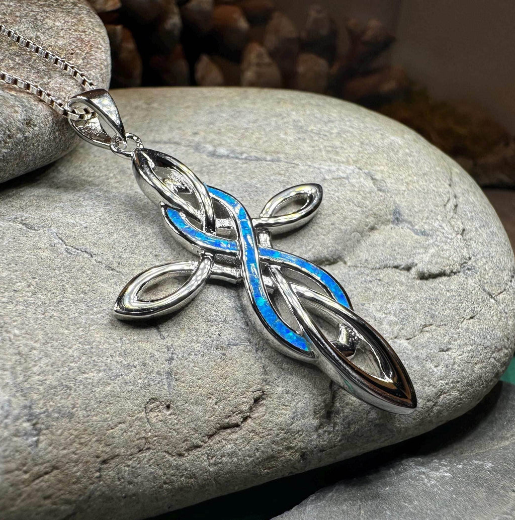 Infinity Celtic Cross Necklace - 18 / Blue