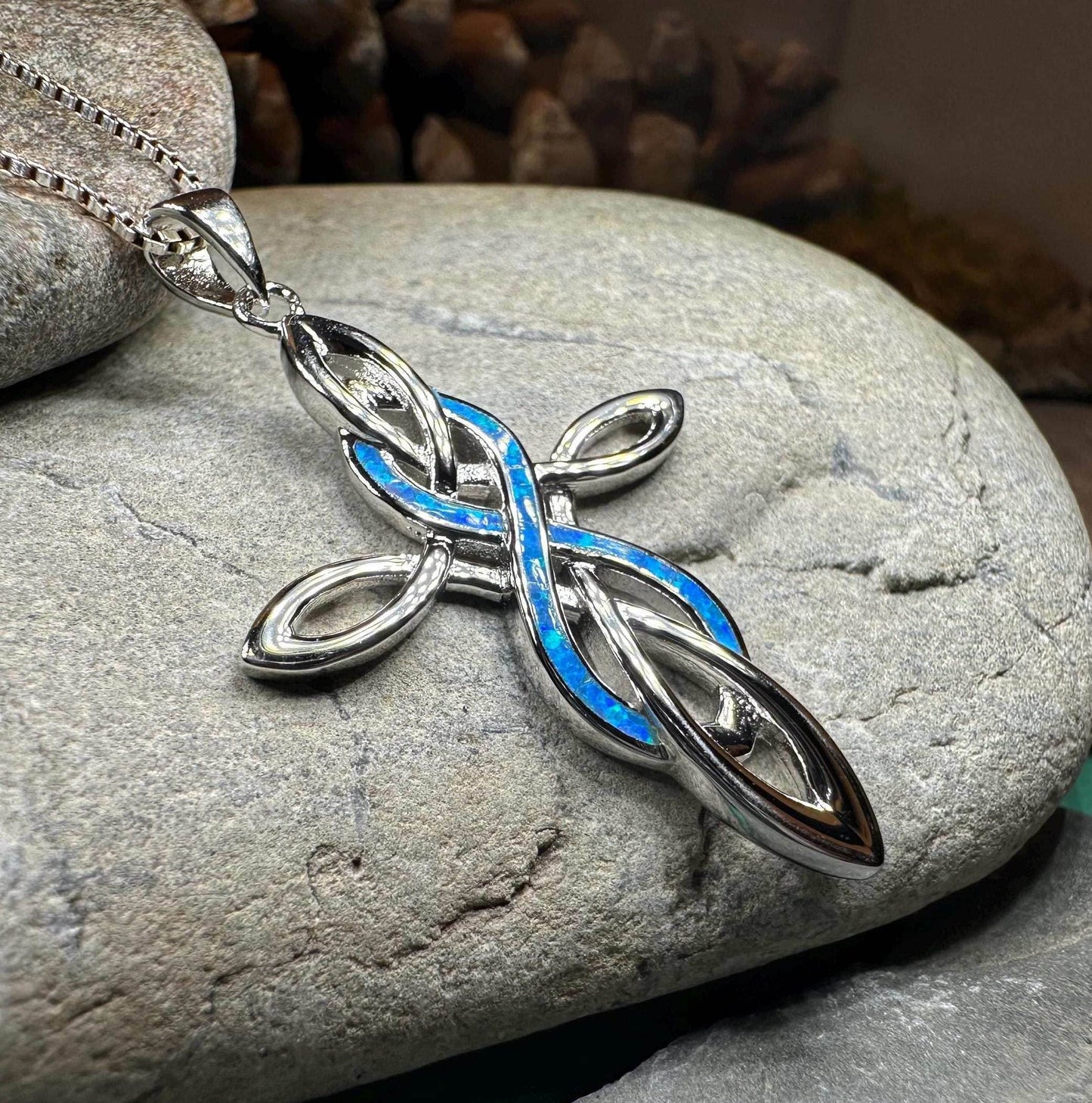 Infinity Celtic Cross Necklace - 18 / Blue