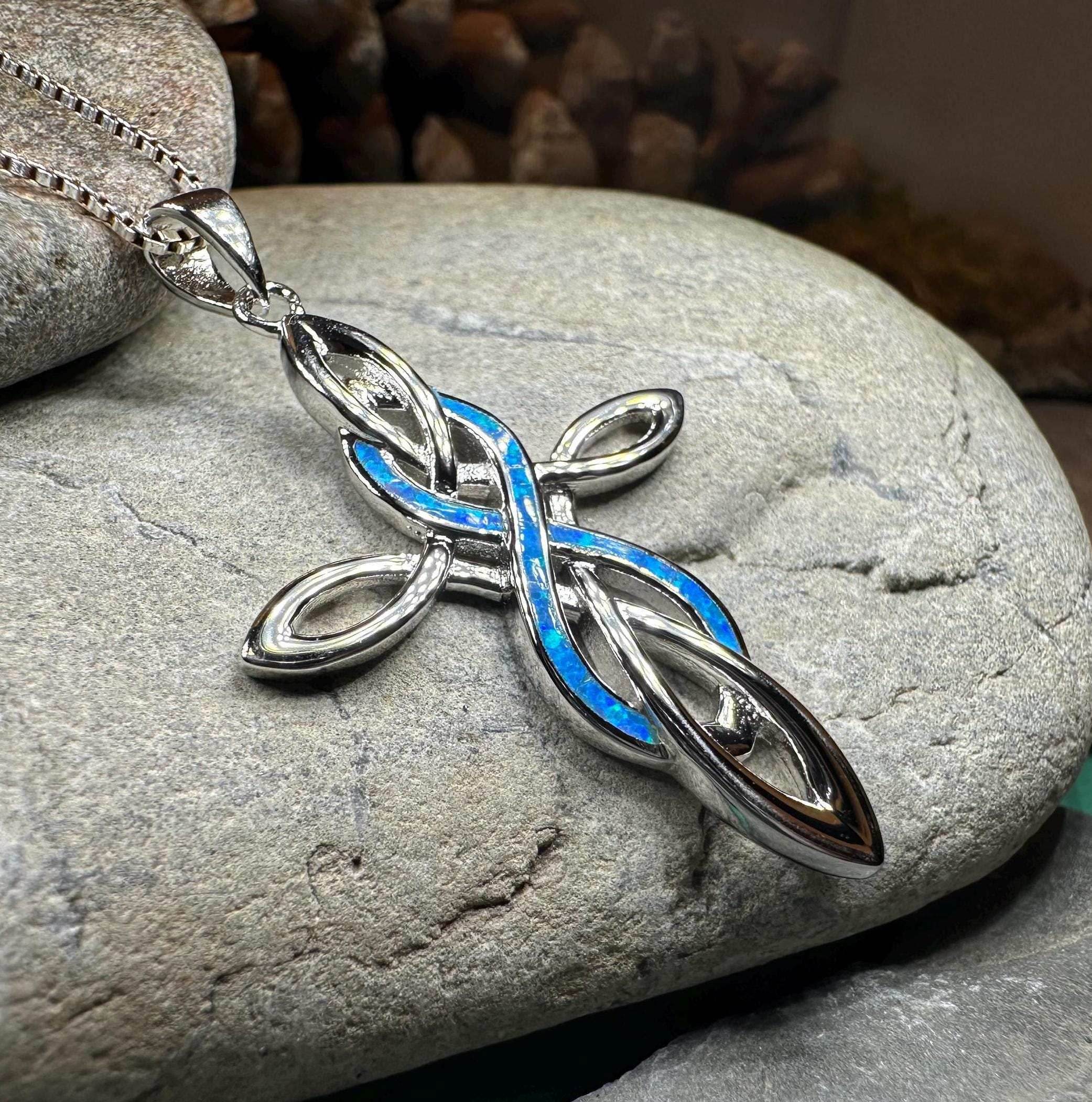 Infinity Celtic Cross Necklace - 18 / Blue