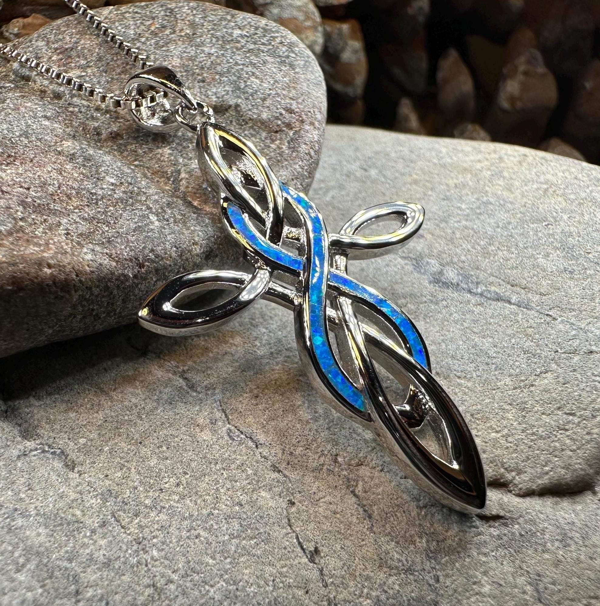 Infinity Celtic Cross Necklace - 18 / Blue