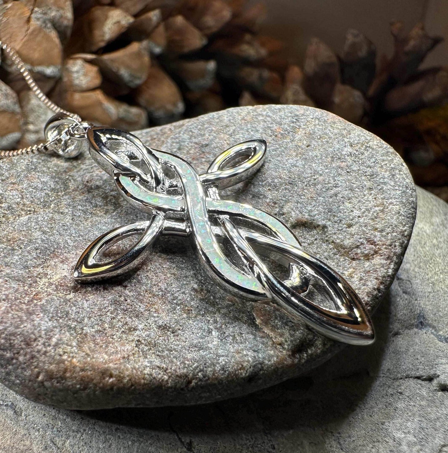 Infinity Celtic Cross Necklace - 18 / White
