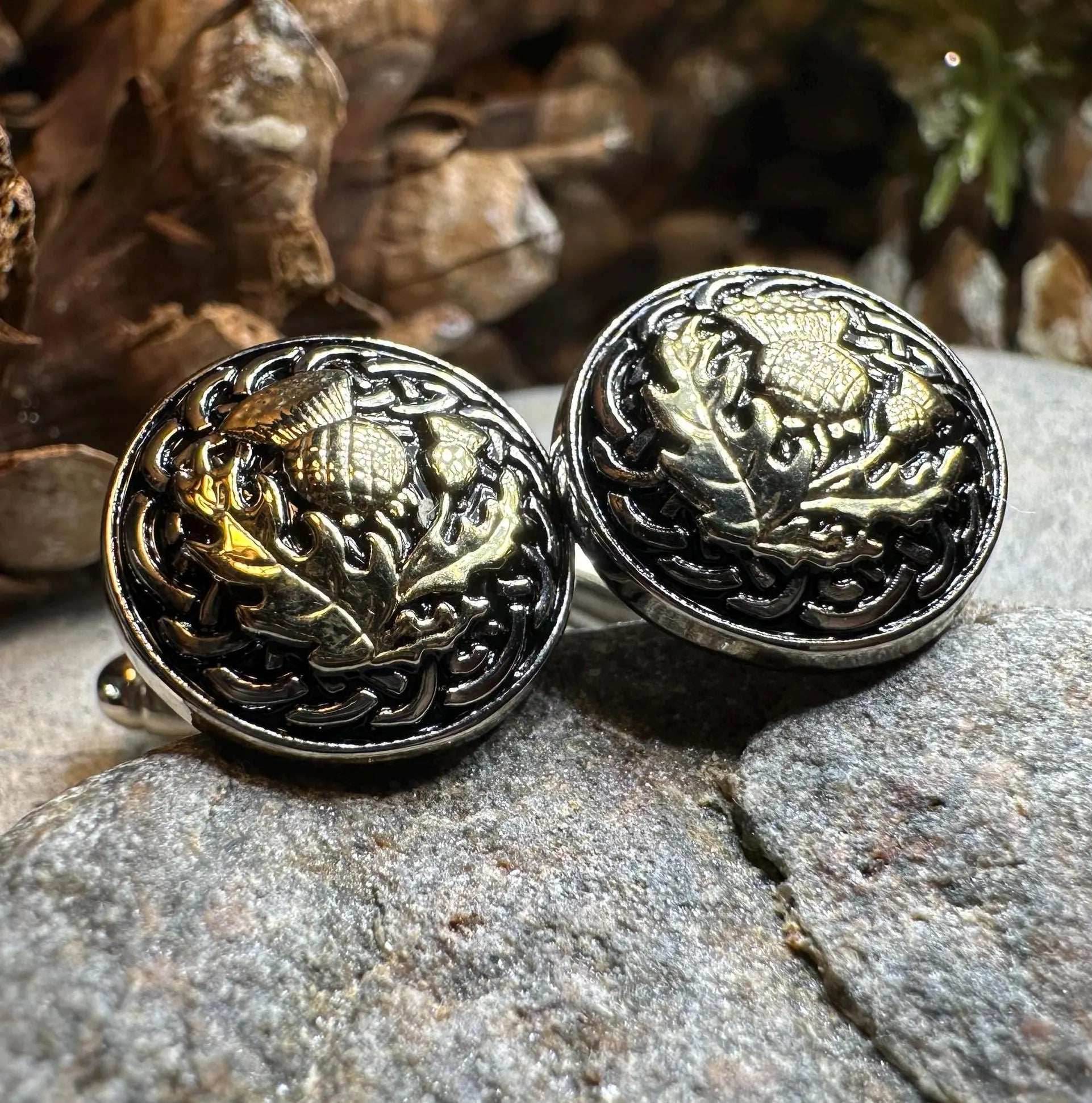 Golden Thistle Cuff Links - 