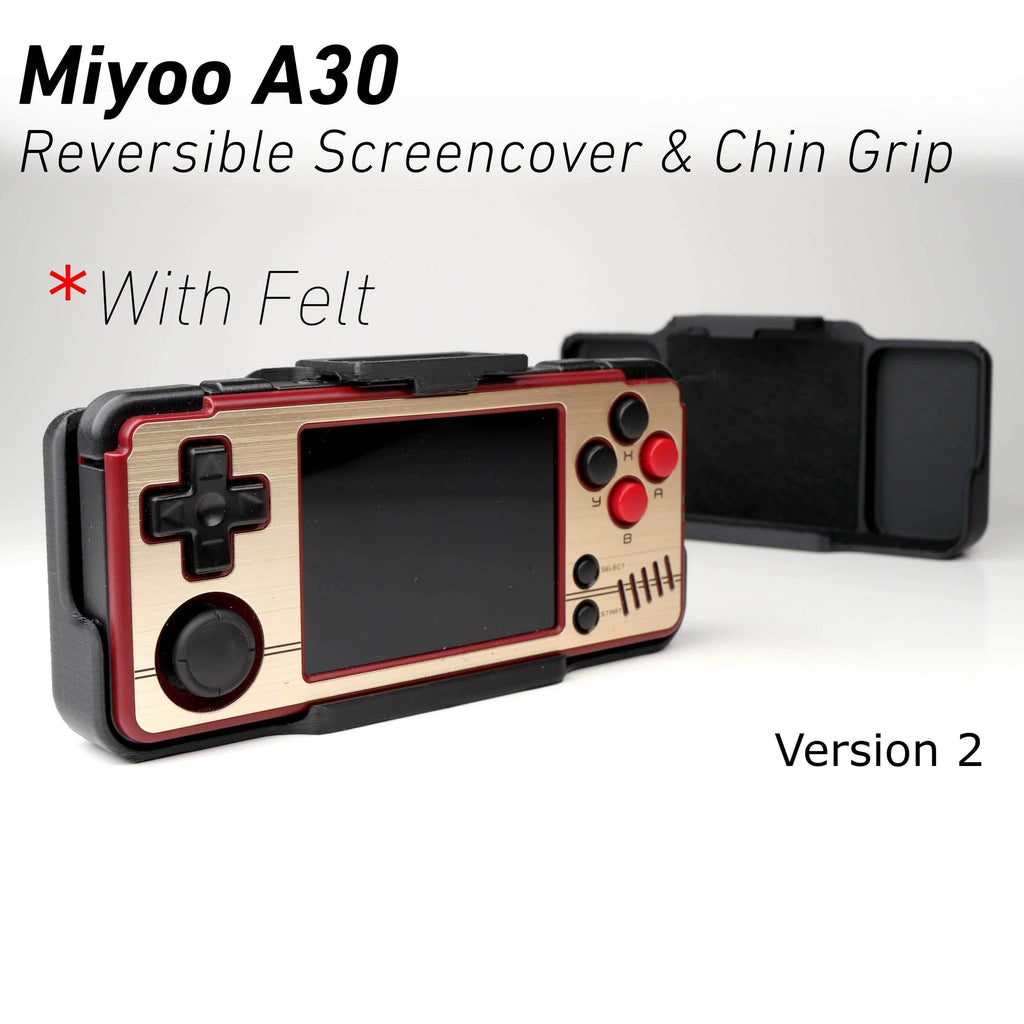 Felt Miyoo A30 Grip 2-in-1 A30 Screen Cover Reversible Comfort Grip Felt Lining Case with Felt Wrap Ergonomic Miyoo Handheld two in one - White