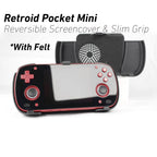 Felt Retroid Pocket Mini Grip 2-in-1 Reversible Screen Cover & Slim Comfort Grip Case with Felt Wrap Ergonomic RP Mini Handheld 2n1 Deluxe - Brown