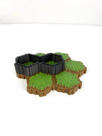 Hero Scape Riser Pieces Pack | Grow Your Landscape Battle Arena | Paintable Miniature Board Game | Connects with Existing Terrain Hex Tiles - Large Pack / Black