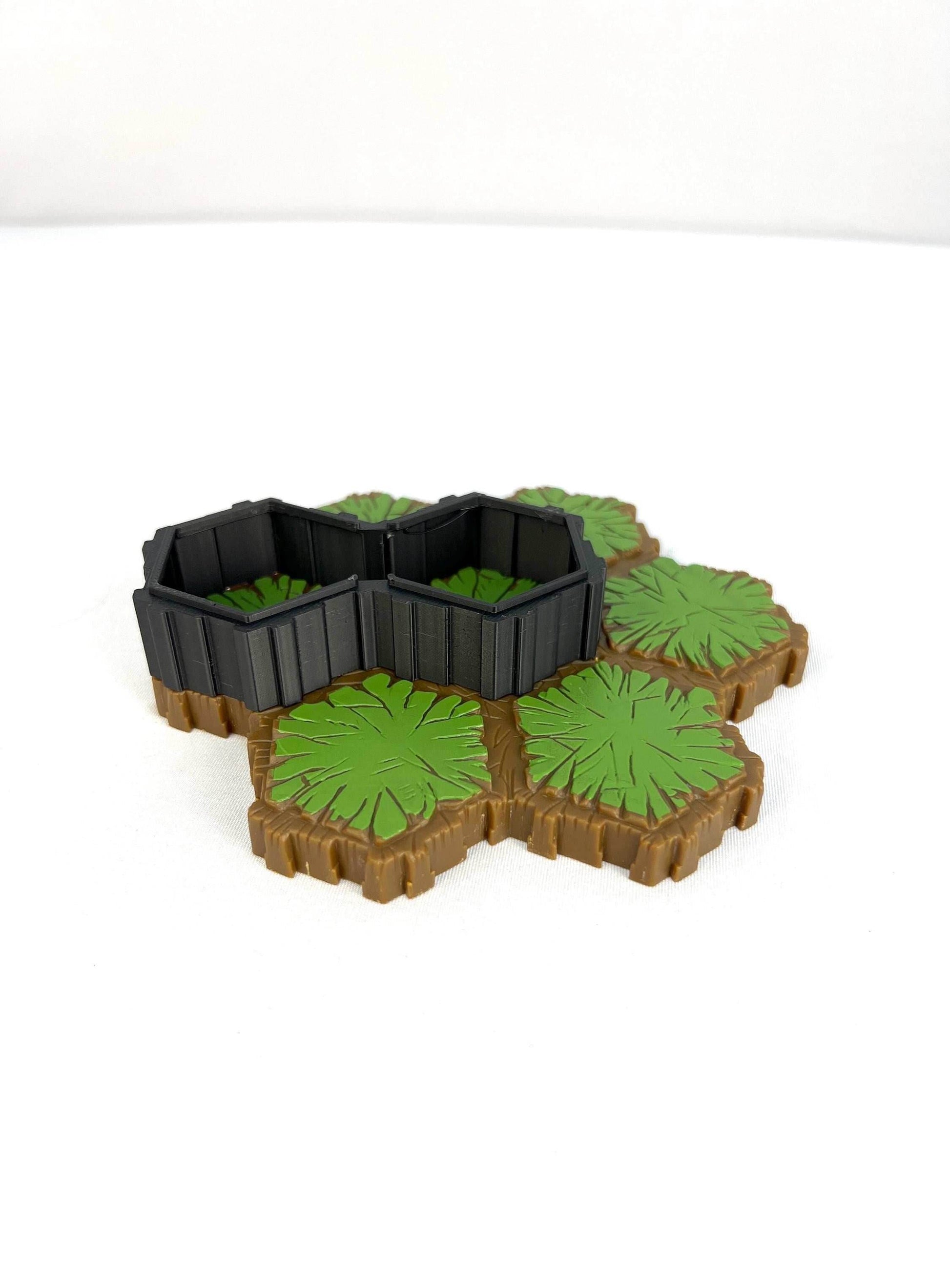 Hero Scape Riser Pieces Pack | Grow Your Landscape Battle Arena | Paintable Miniature Board Game | Connects with Existing Terrain Hex Tiles - Large Pack / Black