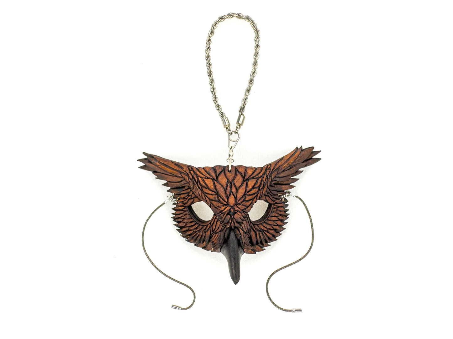 Wise Owl Leather Mini Mask – Handcrafted Charm for Rearview Mirrors, Handbags, Lanyards, Party Favors & More