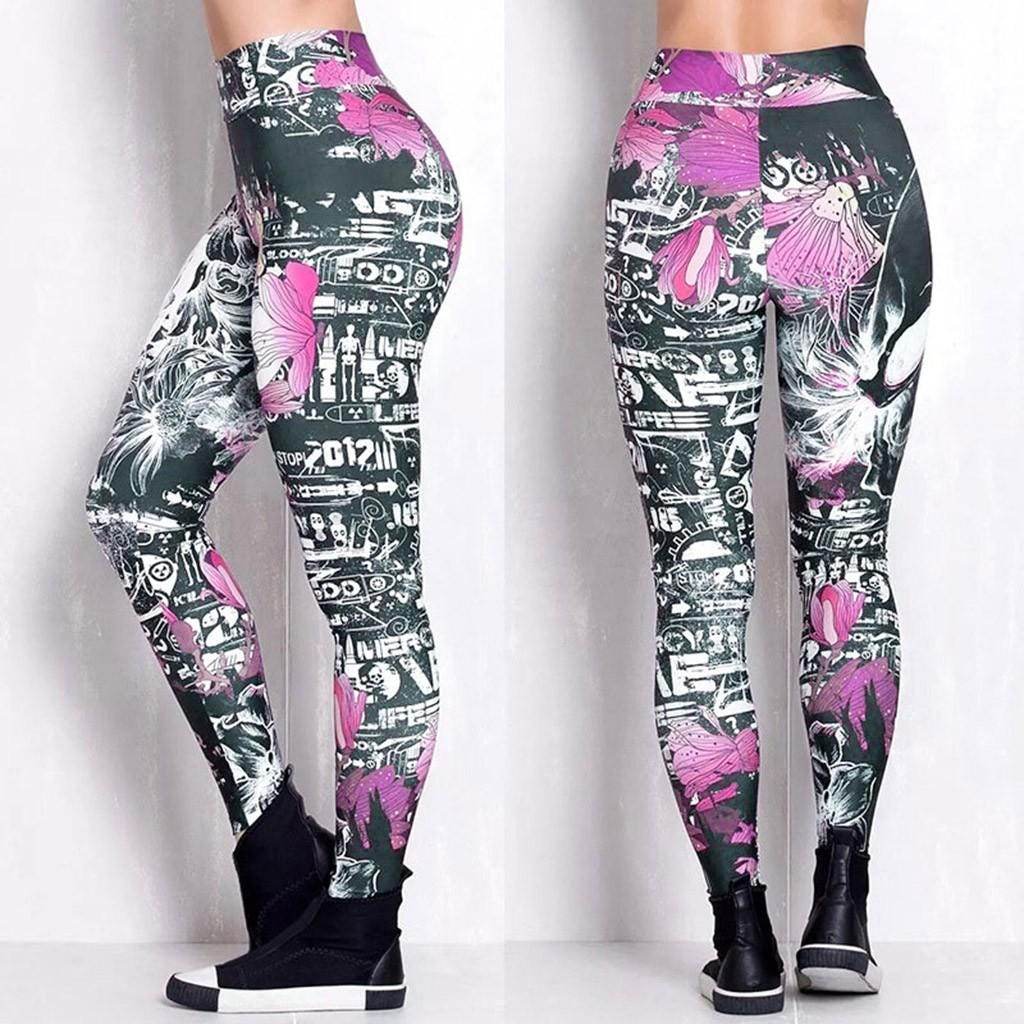 Rock n Roll Skull Purple Leggings | Yoga Pants | Dark Gothic Stretchy - Small