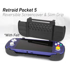 Felt Retroid Pocket 5 Grip 2-in-1 Reversible Screen Cover & Slim Comfort Grip Case with Felt Wrap Ergonomic RP 5 Handheld 2n1 Deluxe - White