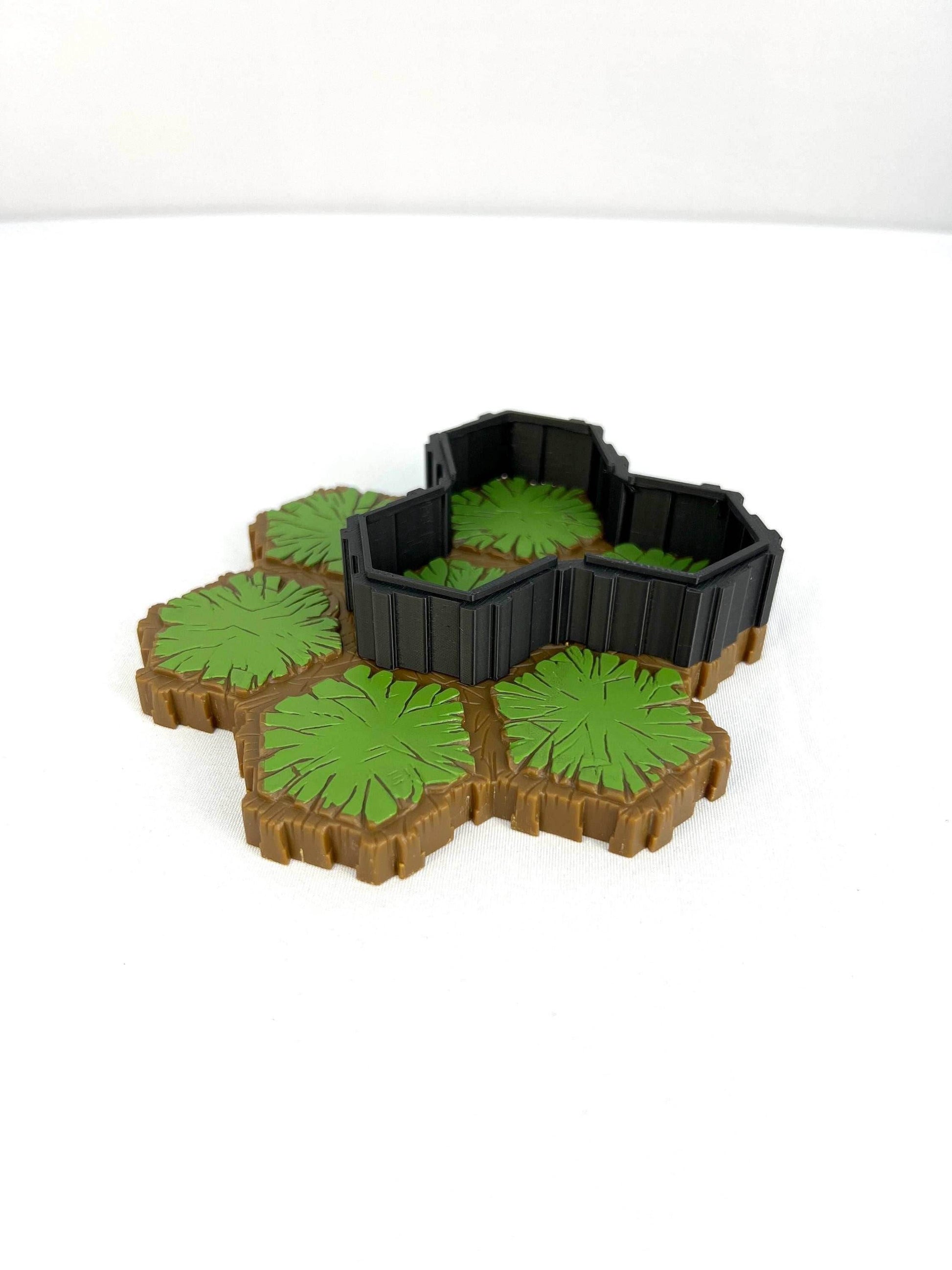 Hero Scape Riser Pieces Pack | Grow Your Landscape Battle Arena | Paintable Miniature Board Game | Connects with Existing Terrain Hex Tiles - Large Pack / Black