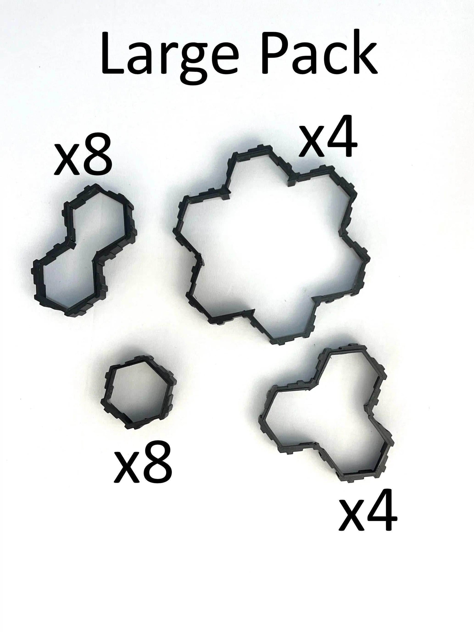 Hero Scape Riser Pieces Pack | Grow Your Landscape Battle Arena | Paintable Miniature Board Game | Connects with Existing Terrain Hex Tiles - Large Pack / Black