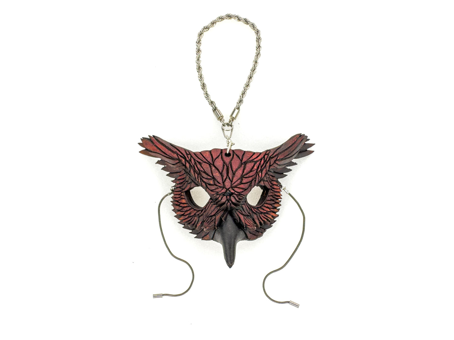 Wise Owl Leather Mini Mask – Handcrafted Charm for Rearview Mirrors, Handbags, Lanyards, Party Favors & More