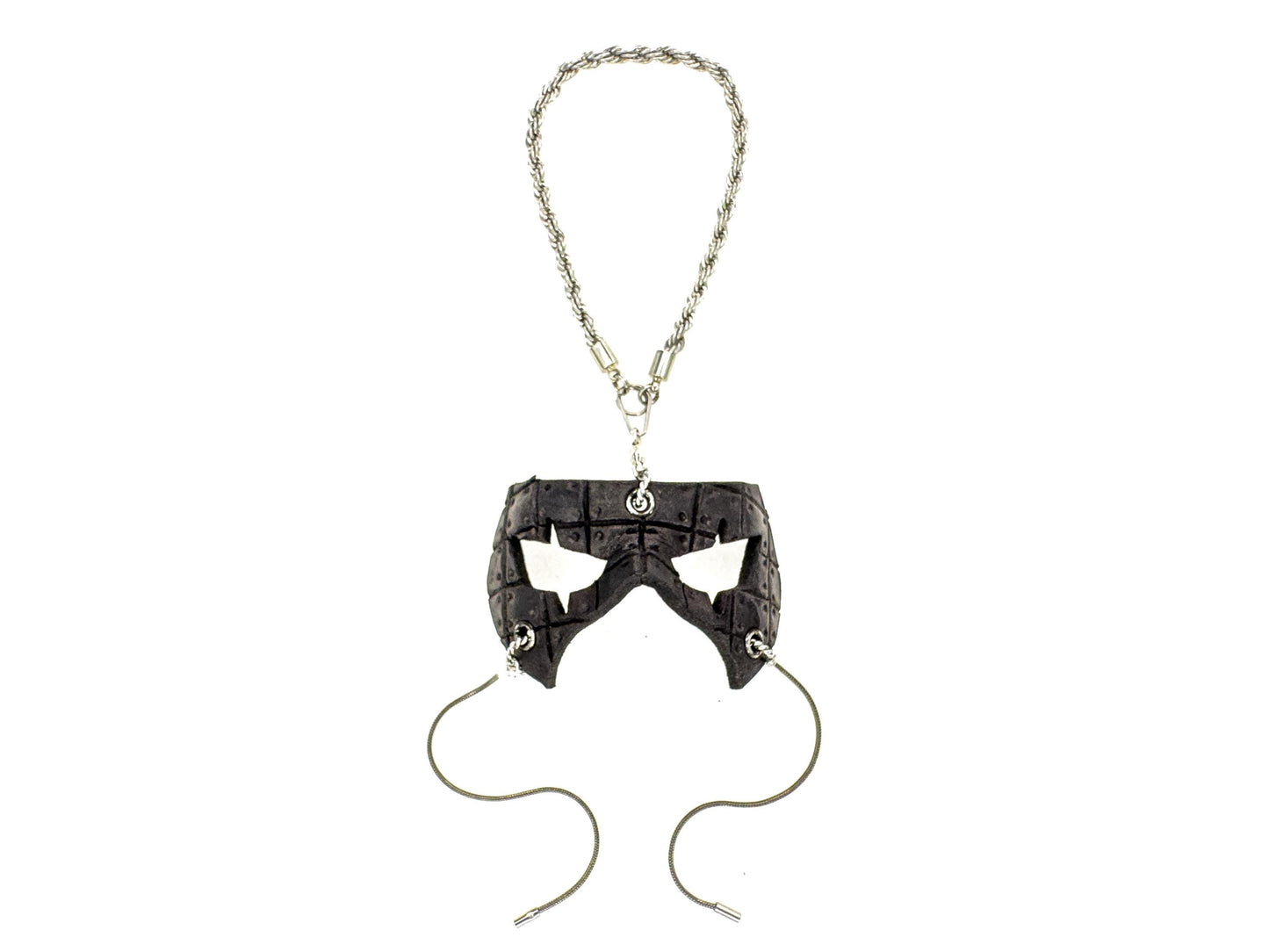 Grid Leather Mini Mask – Handcrafted Charm for Rearview Mirrors, Handbags, Lanyards, Party Favors & More