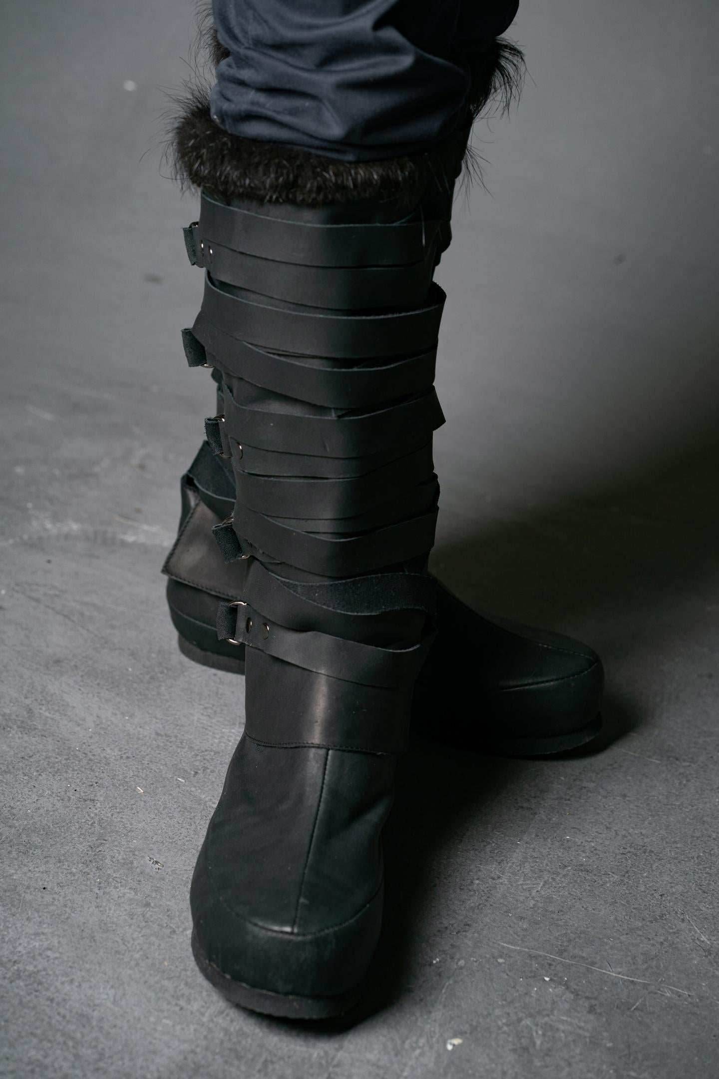 Assassian Black Boots with fur / boots set - 