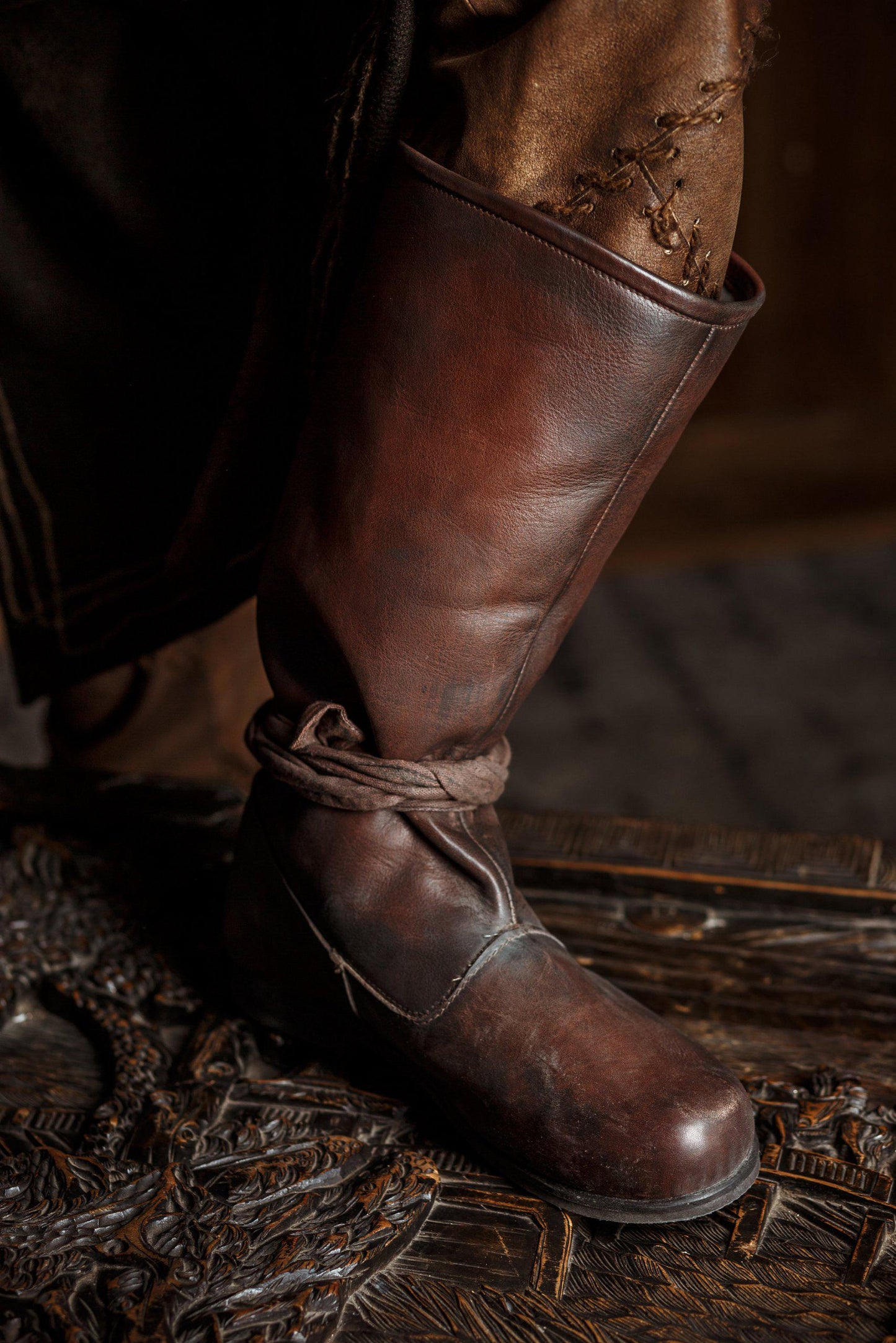 Brown High Leather Boots "Ragnar"