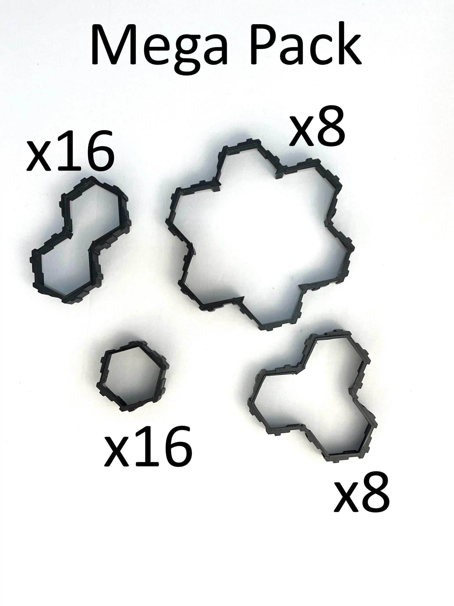 Hero Scape Riser Pieces Pack | Grow Your Landscape Battle Arena | Paintable Miniature Board Game | Connects with Existing Terrain Hex Tiles - Large Pack / Black