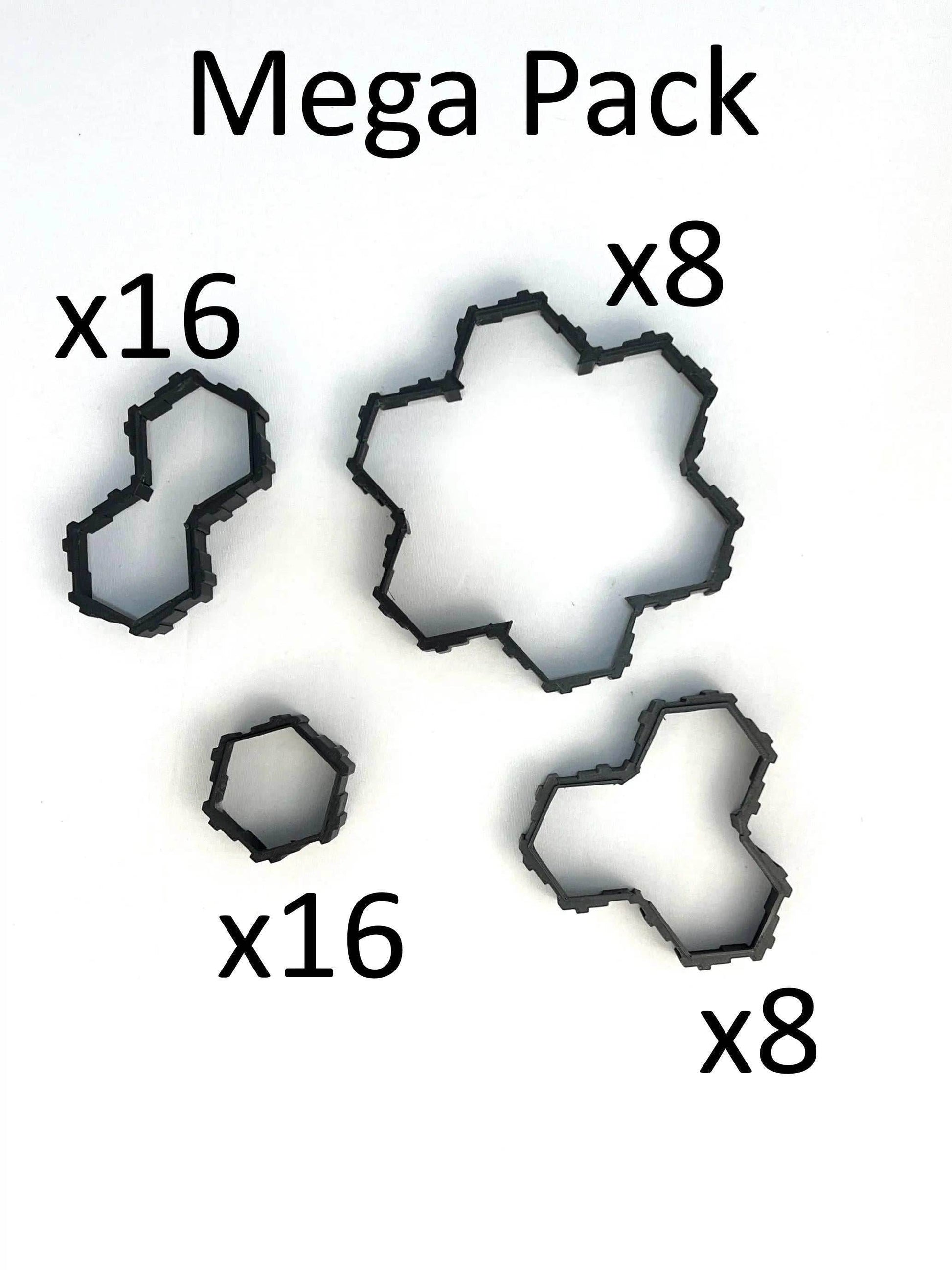 Hero Scape Riser Pieces Pack | Grow Your Landscape Battle Arena | Paintable Miniature Board Game | Connects with Existing Terrain Hex Tiles - Large Pack / Black