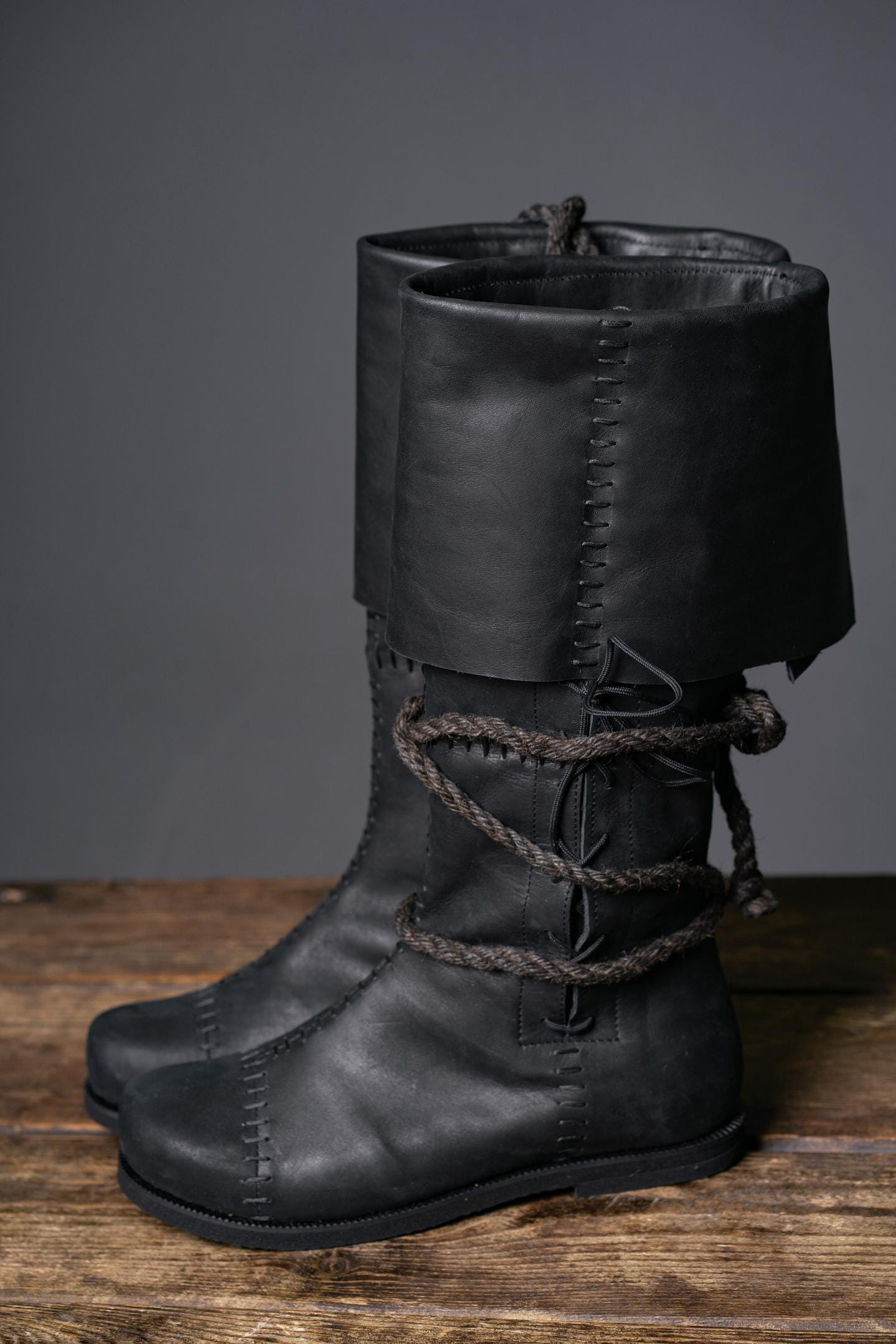 Black High Leather Boots "Aragorn"
