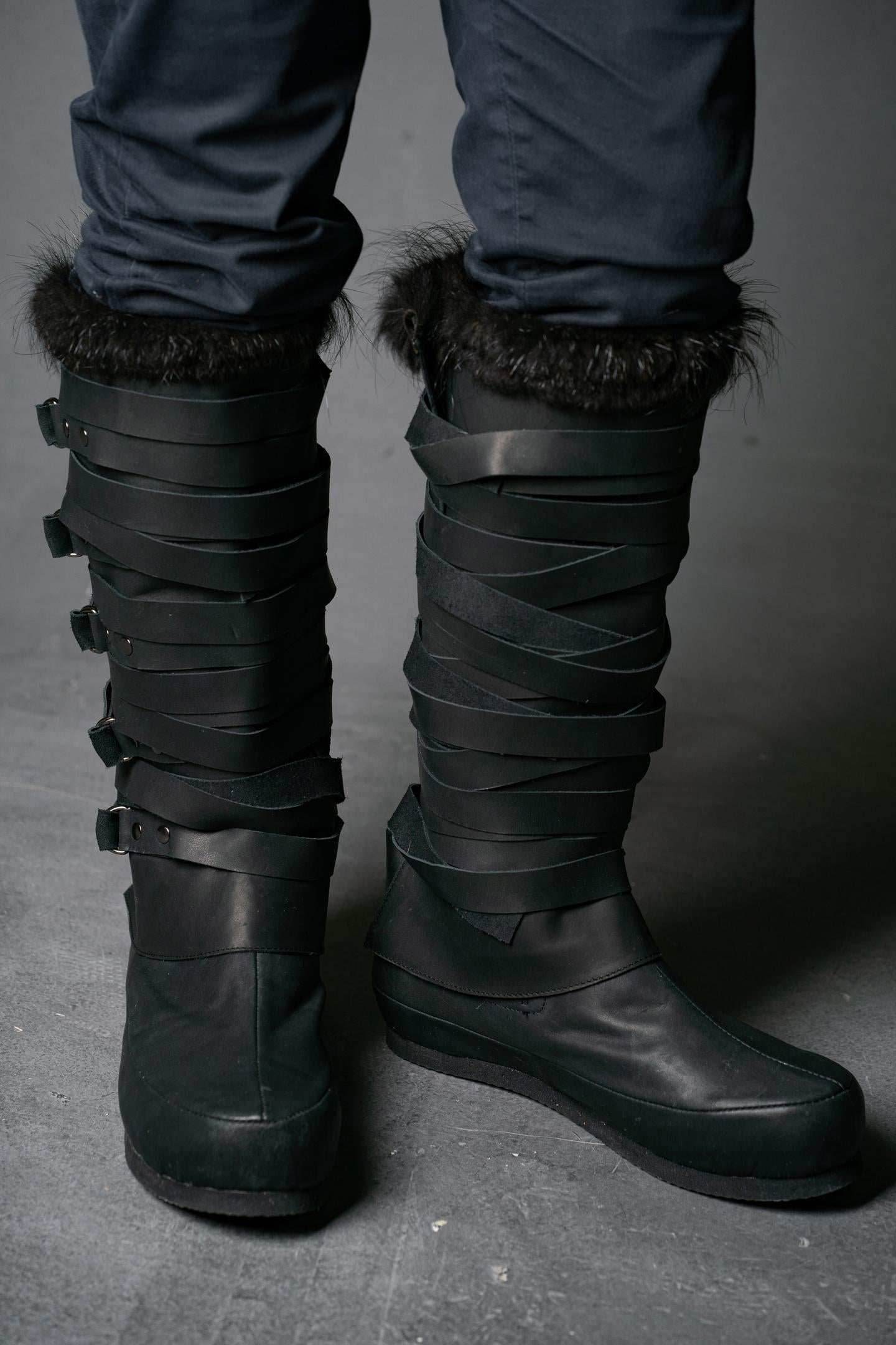Assassian Black Boots with fur / boots set - 
