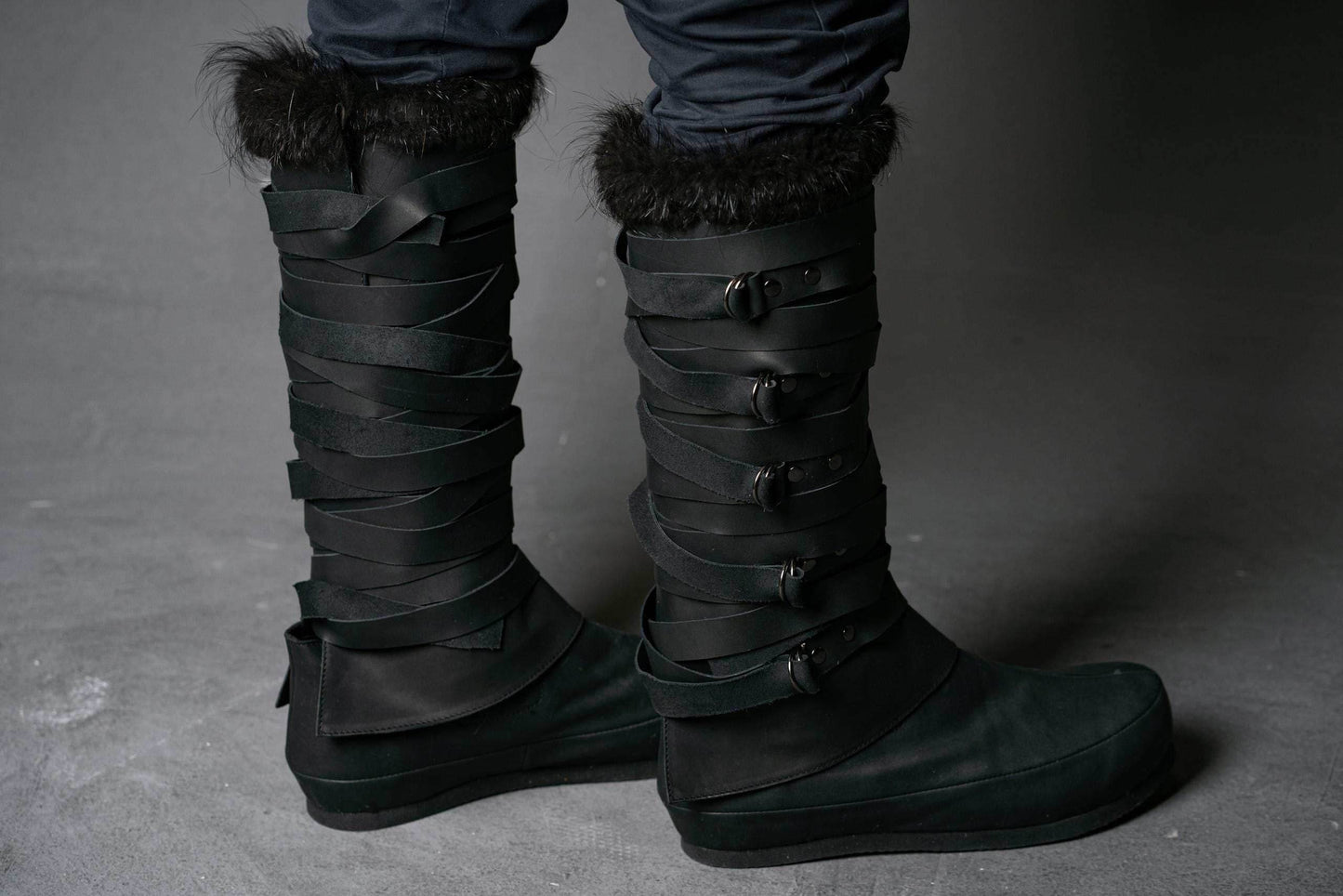 Assassian Black Boots with fur / boots set - 