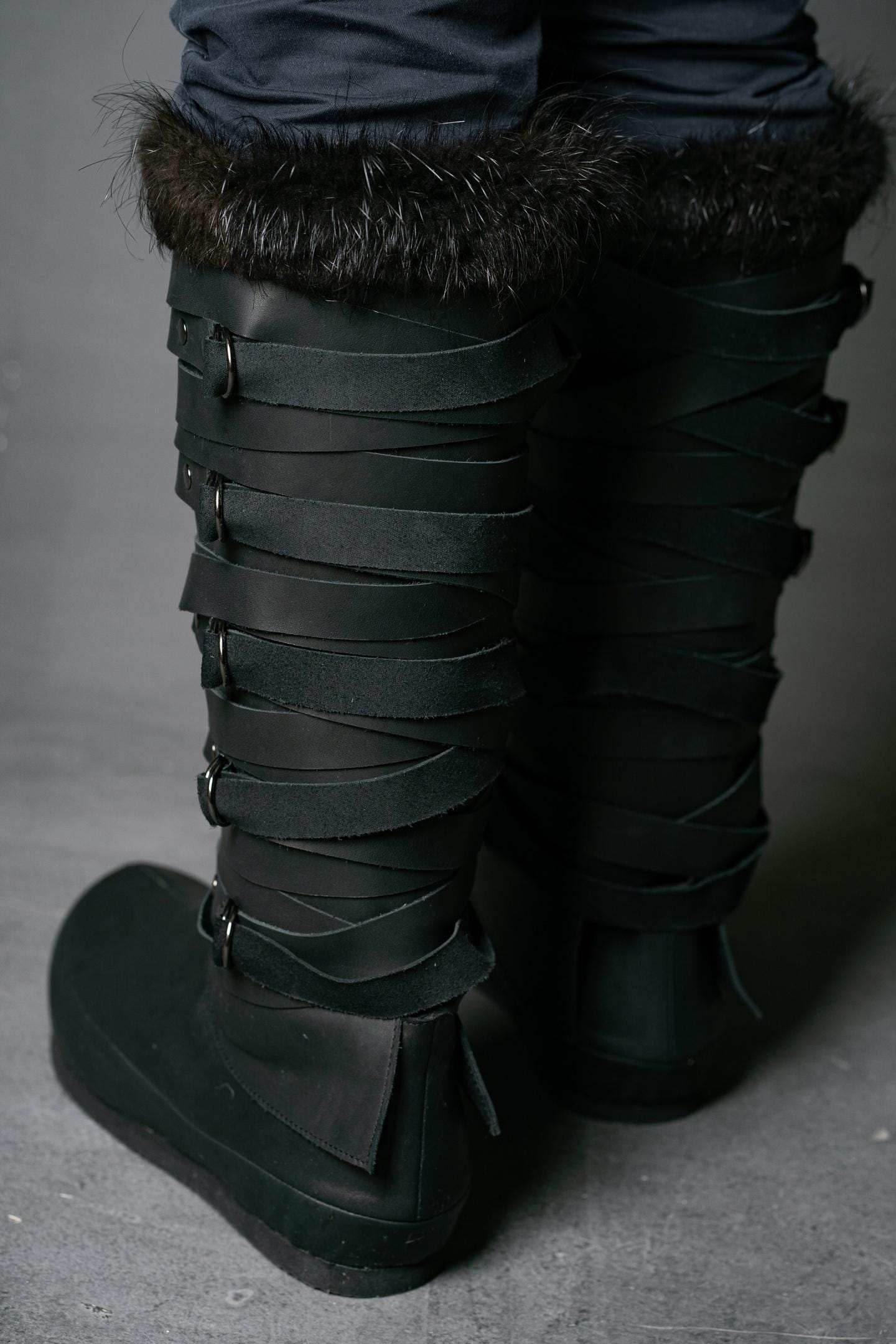 Assassian Black Boots with fur / boots set - 