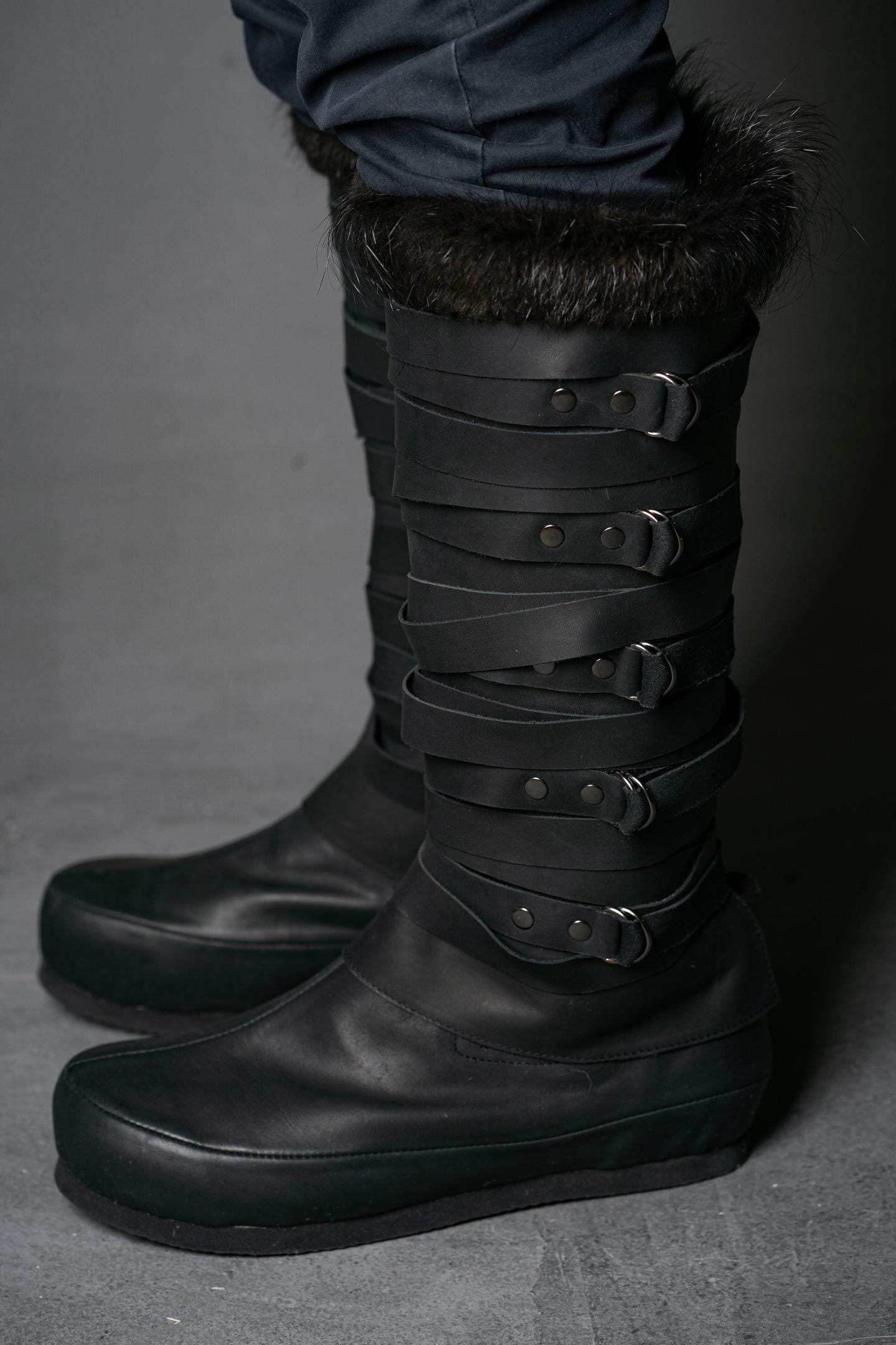 Assassian Black Boots with fur / boots set - 