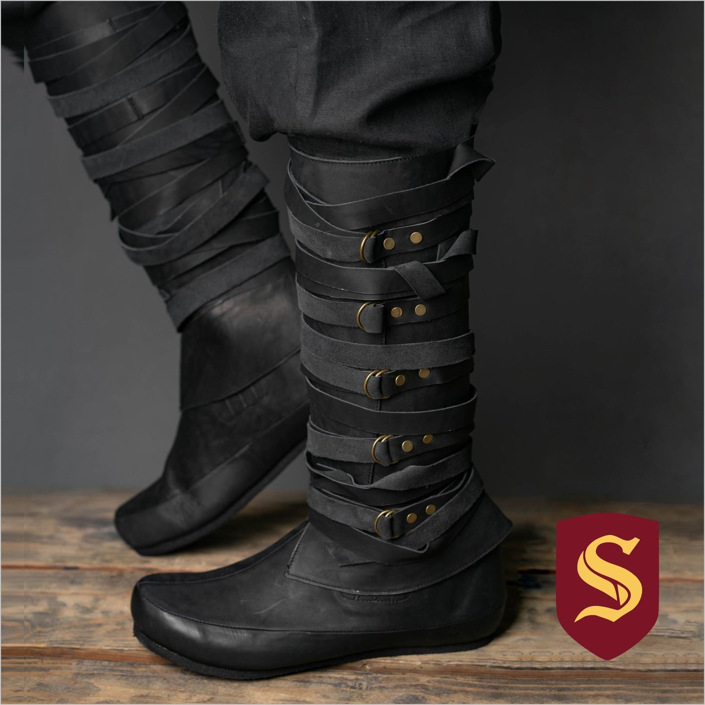 Black High Leather Boots "Assassin"