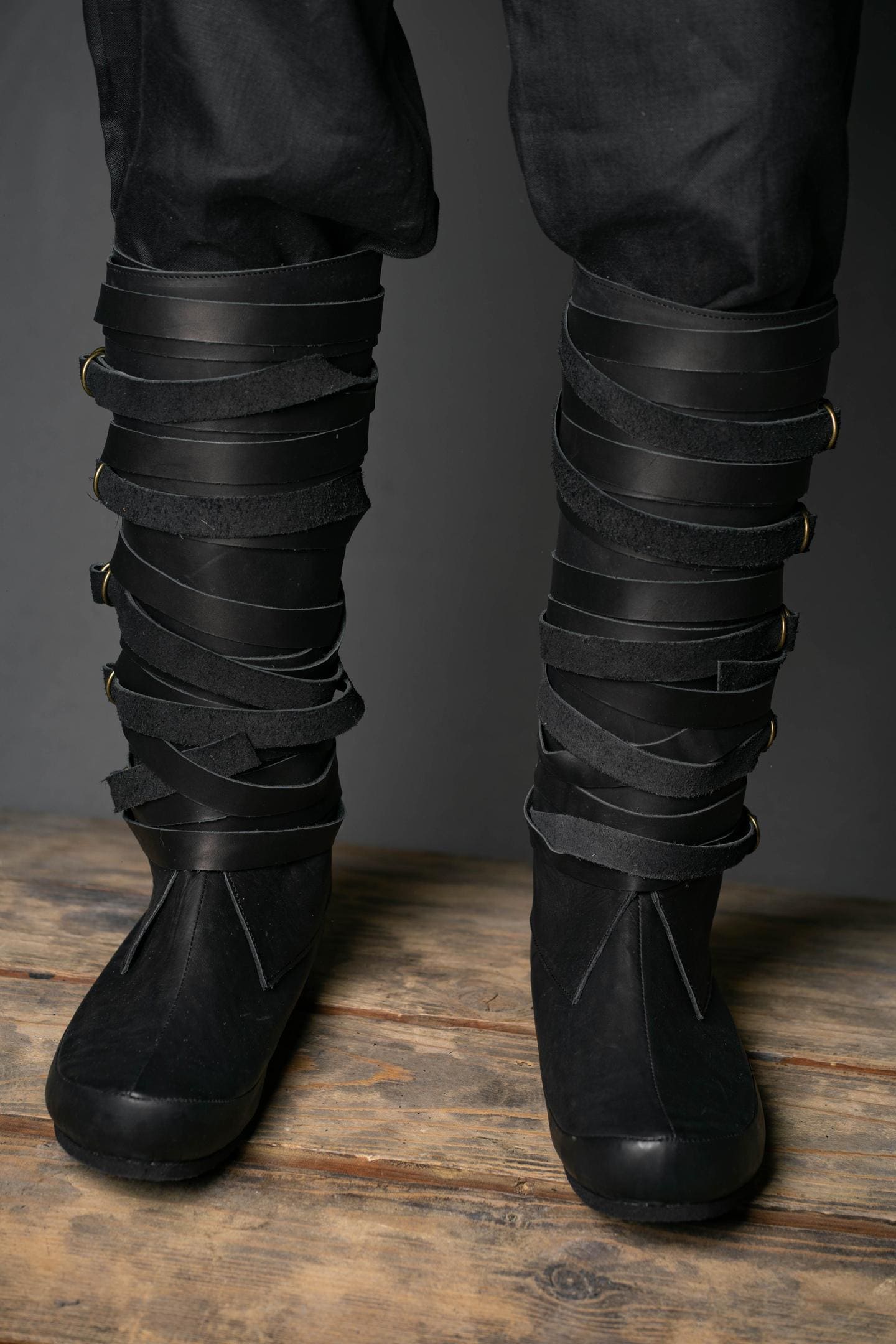 Black High Leather Boots "Assassin"
