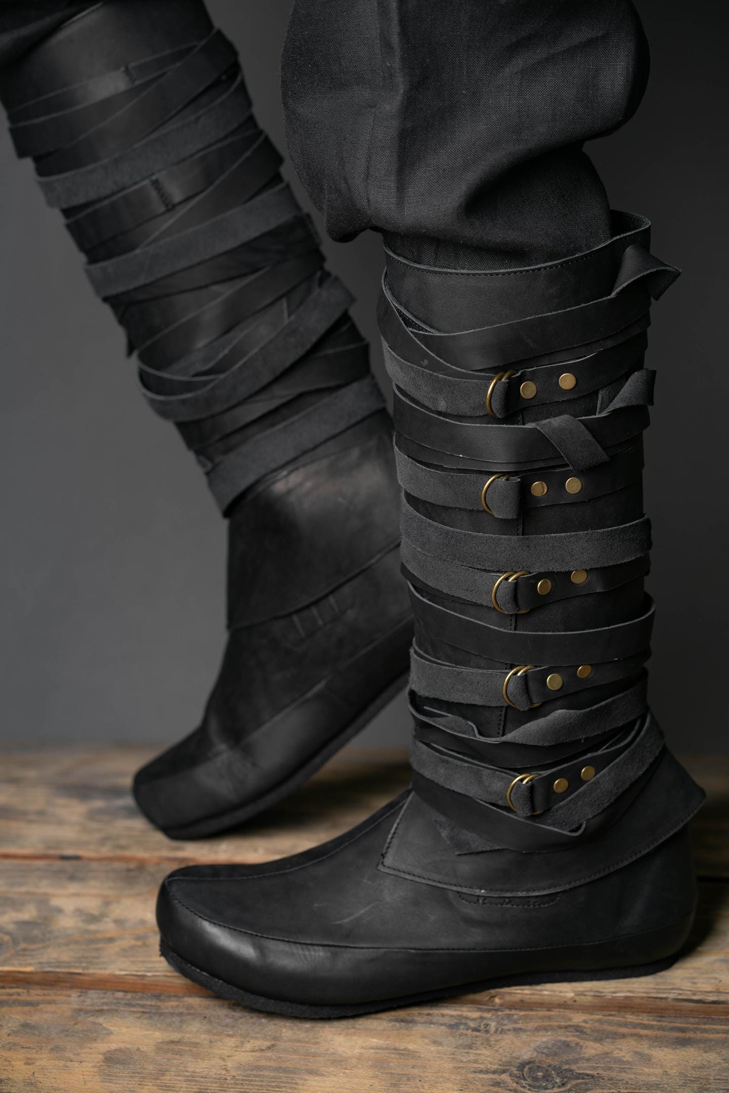 Black High Leather Boots "Assassin"