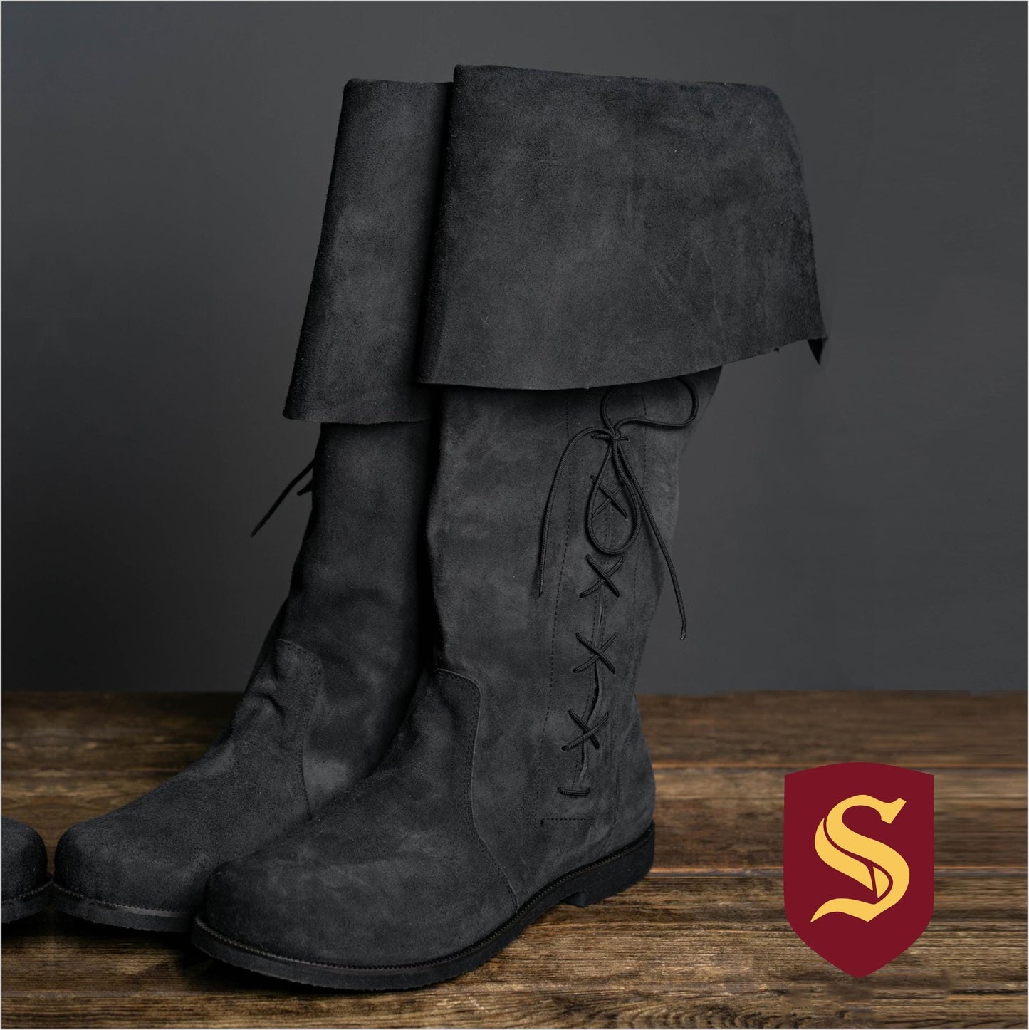 Medieval Black Suede Boots "Ranger"