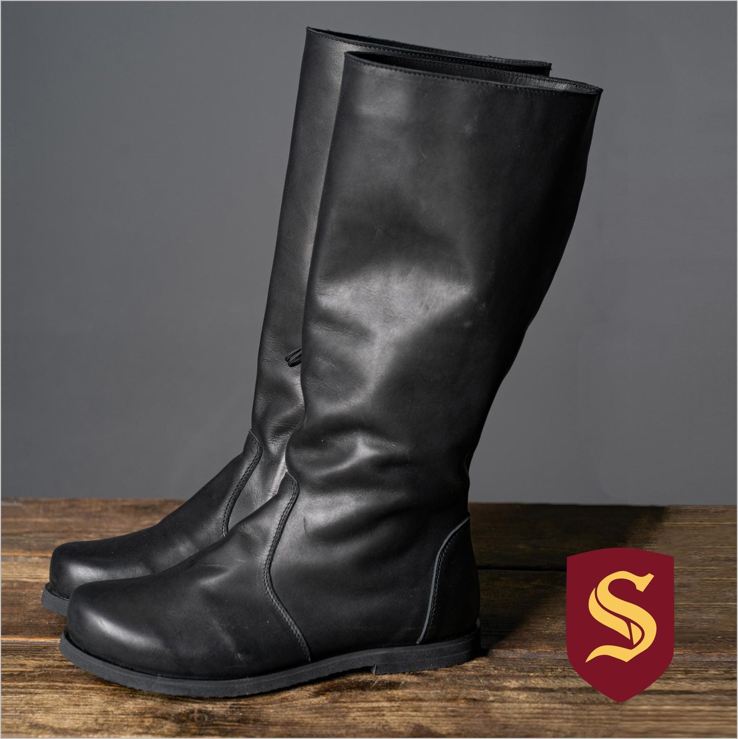 Black High Leather Boots "Ragnar"
