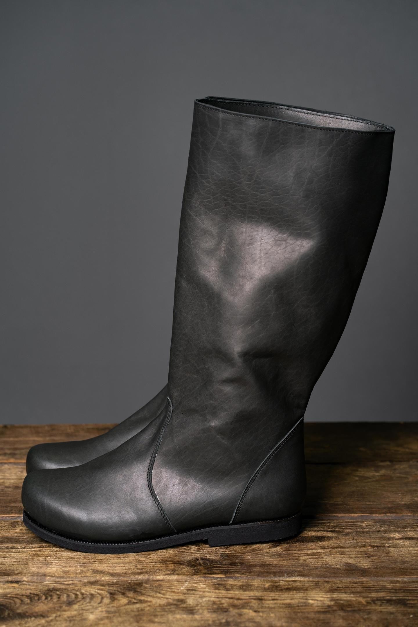 Black High Leather Boots "Ragnar"
