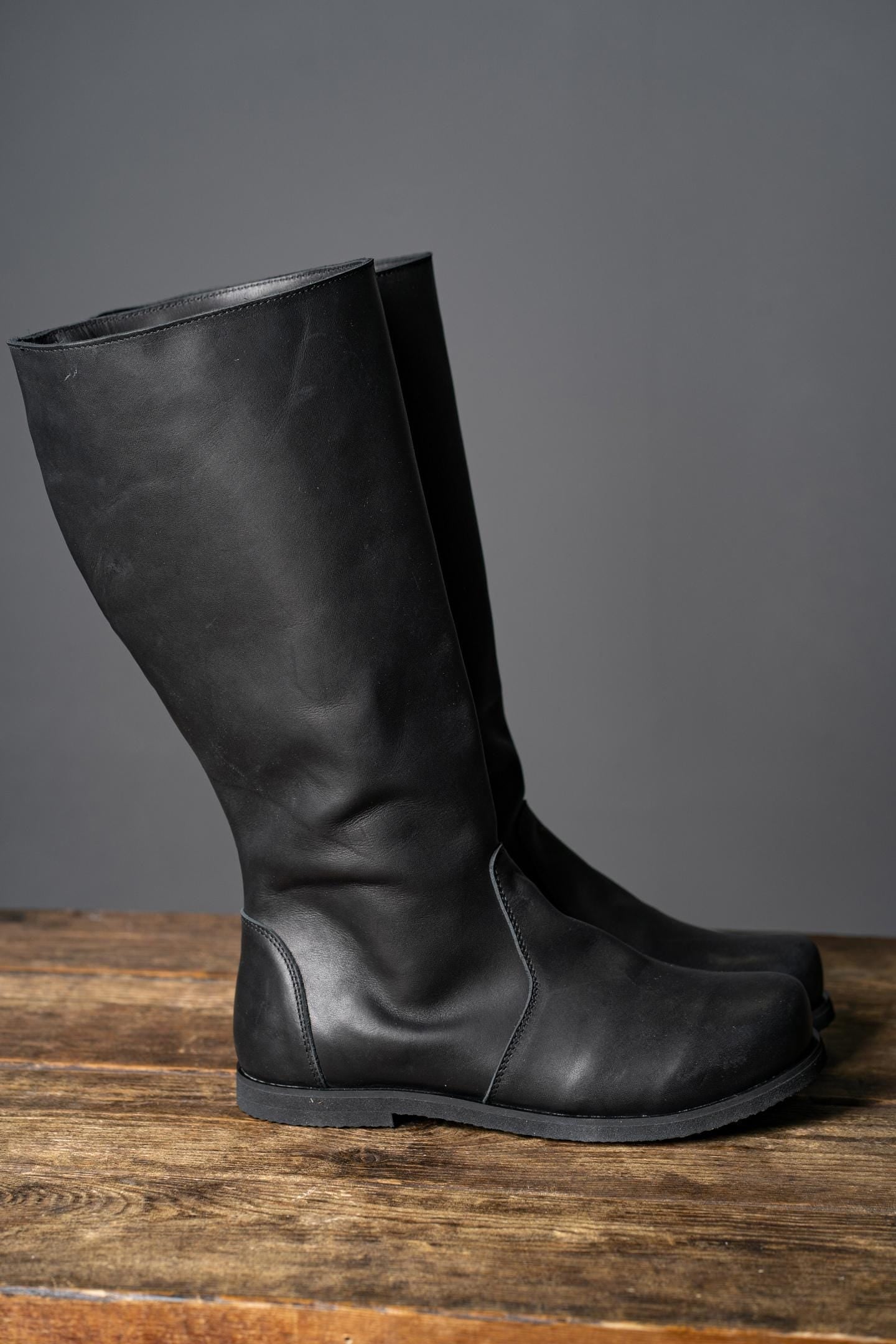 Black High Leather Boots "Ragnar"