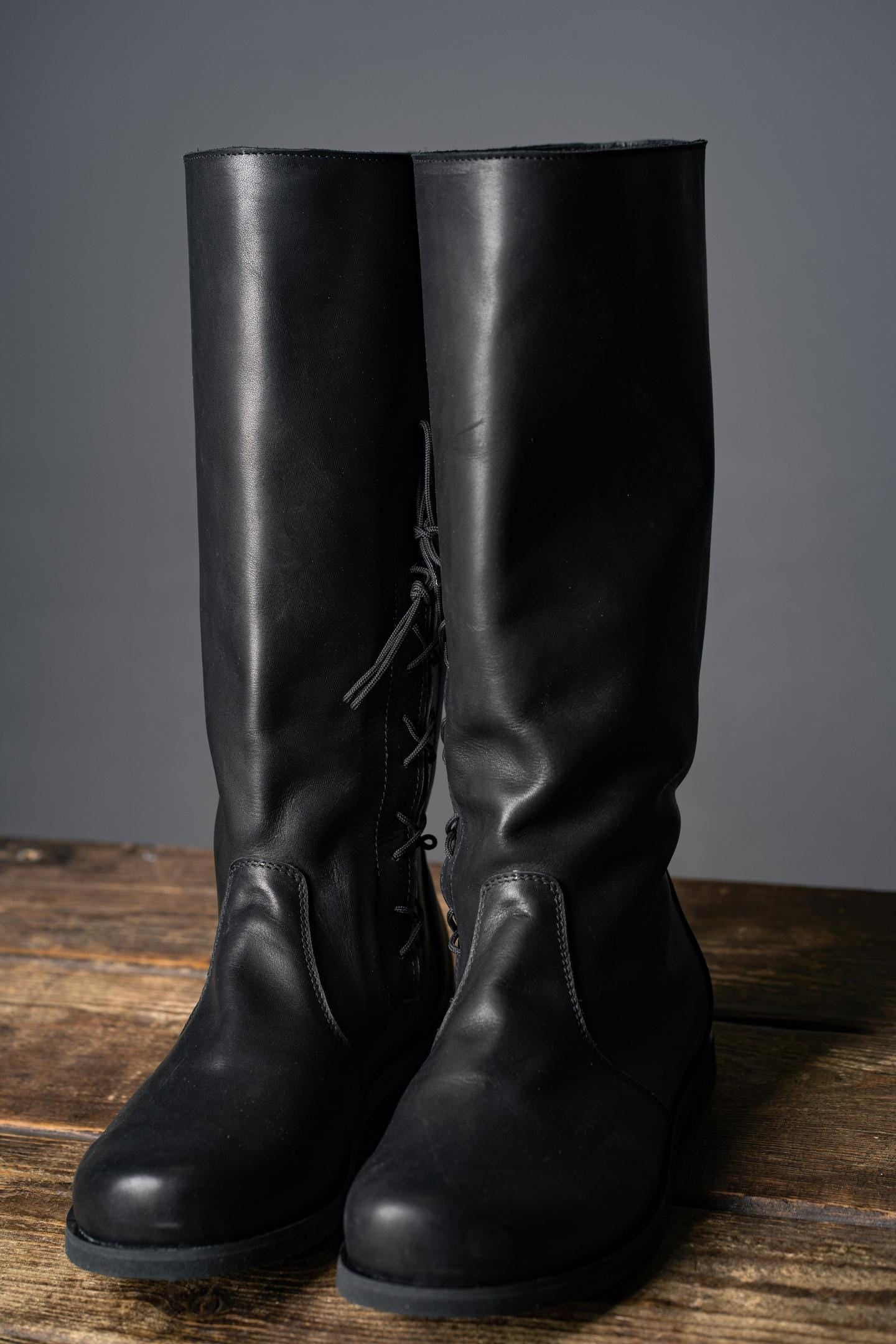 Black High Leather Boots "Ragnar"