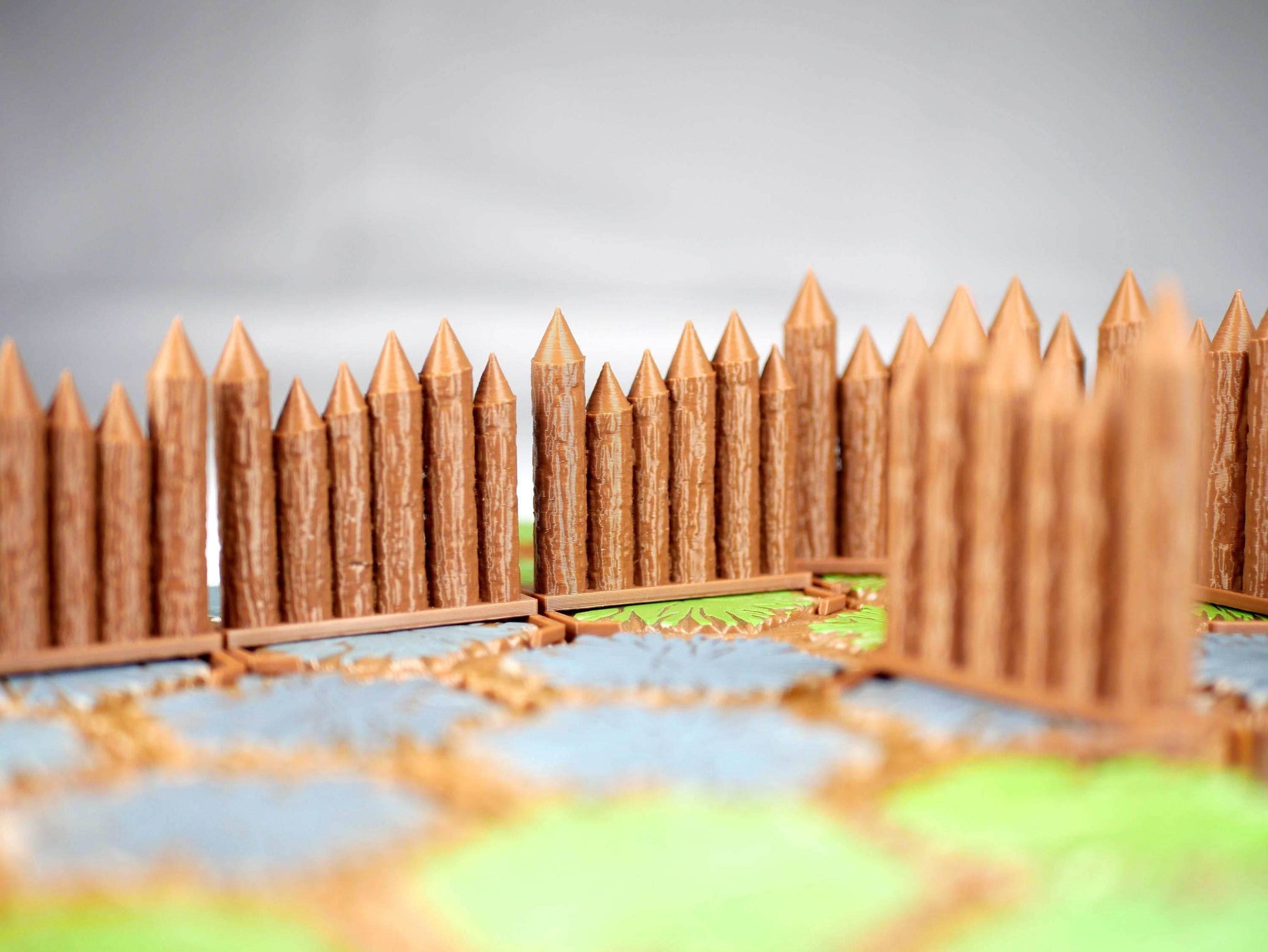 Palisades Hero Scape Single Hex Obstacle | Tabletop Terrain Hex Piece | HeroScape Upgrade Board Game | DnD Role Play Game Tile DIY Kit - 12 Palisades (6&6) / Brown