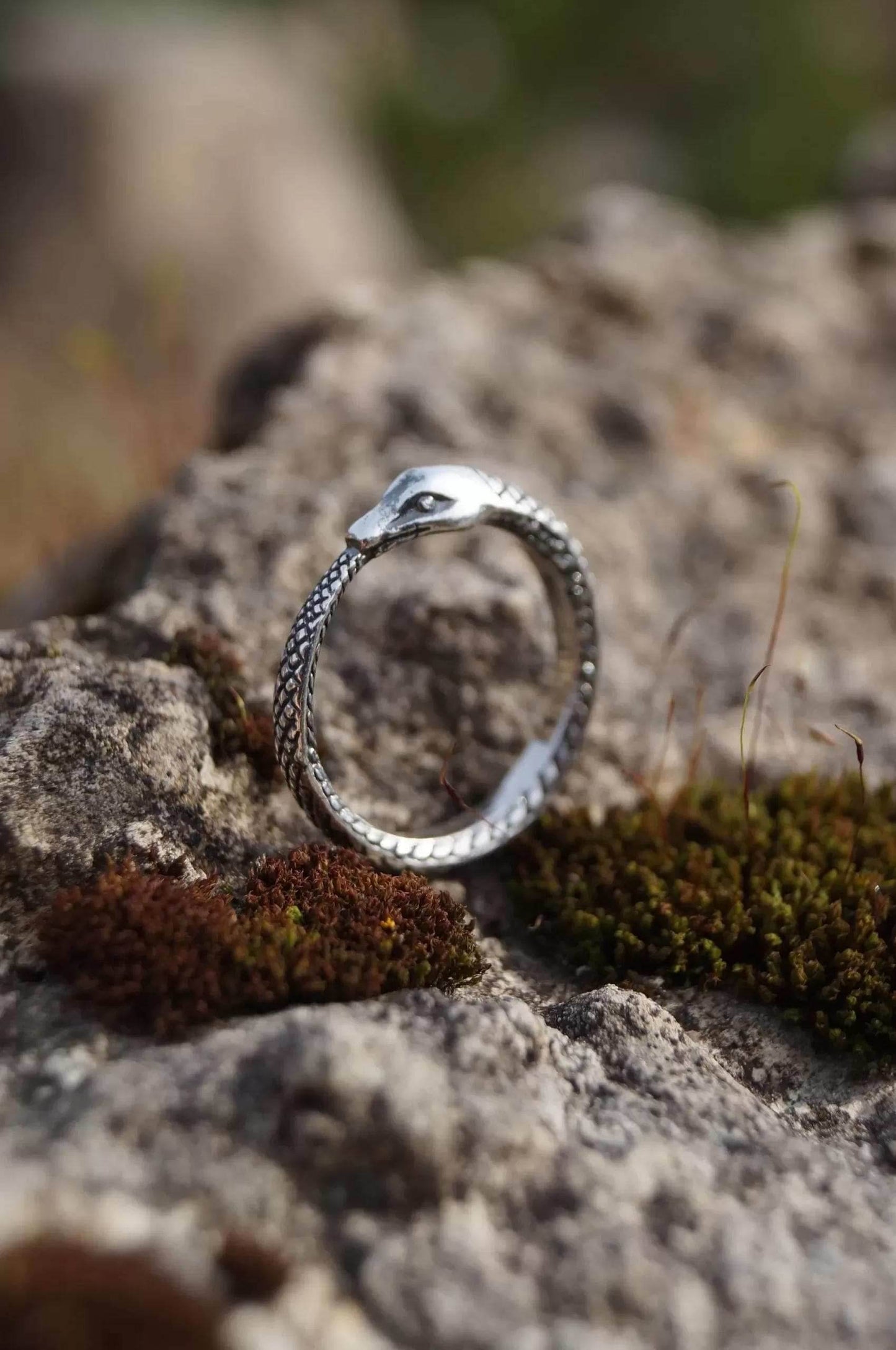 Ouroboros Snake Silver Ring - 