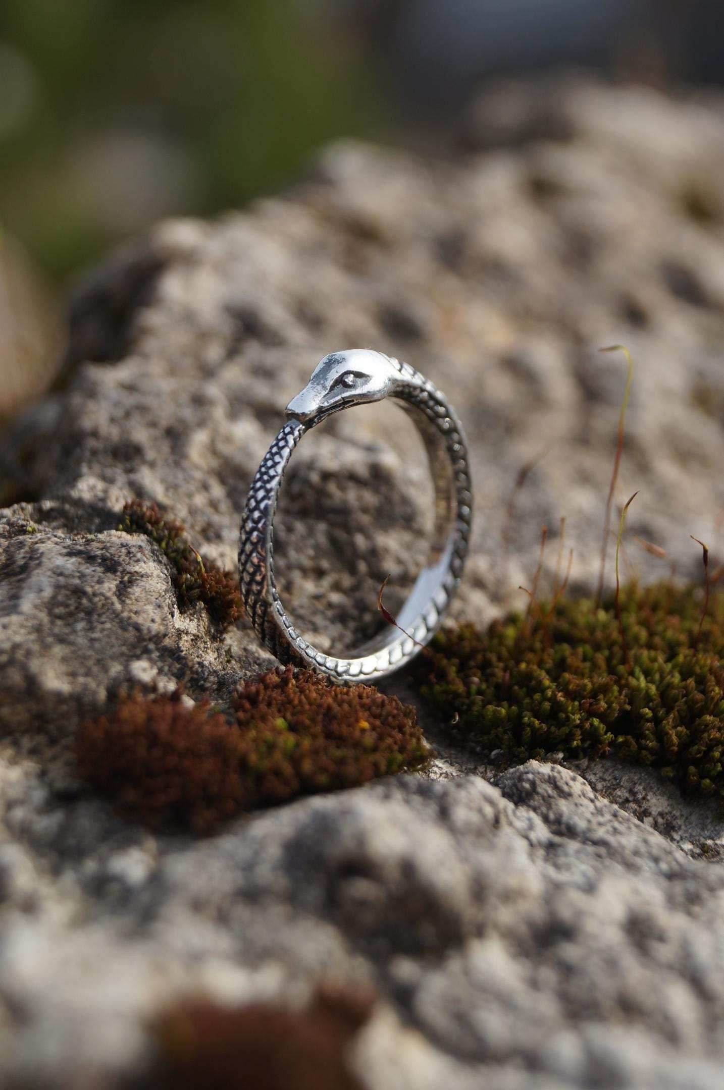 Ouroboros Snake Silver Ring - 
