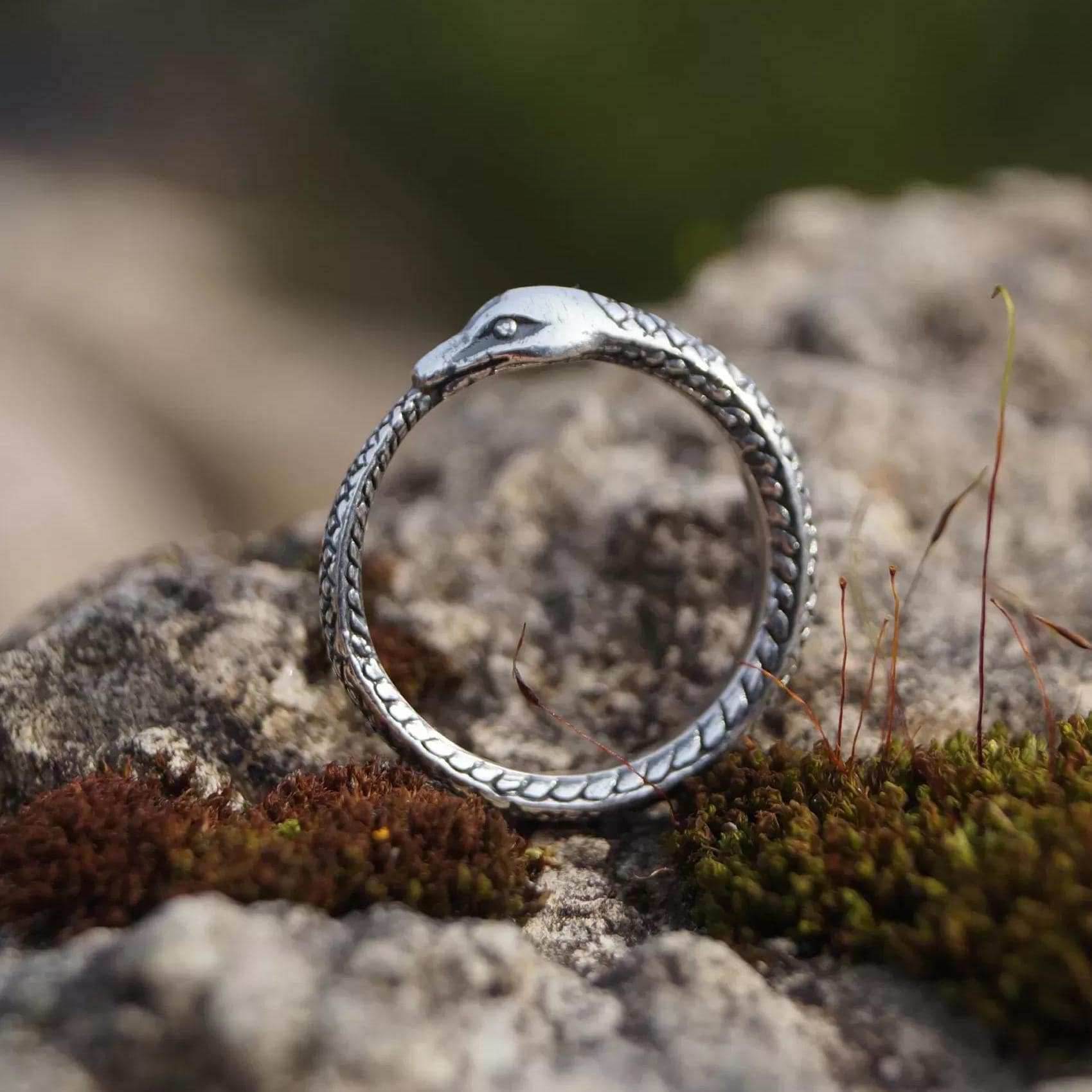 Ouroboros Snake Silver Ring - 