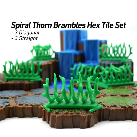 Spiral Thorn Brambles Hero Scape Single Hex Obstacle | Tabletop Terrain Piece | Miniature Board Game | DnD Role Play Game Upgrade Tile Kit - Black