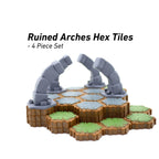 Ruined Arches Hero Scape Single Hex Obstacle | Tabletop Terrain Structure Piece | Miniature Board Game | DnD Role Play Game Upgrade Tile Kit - 4 Grim Stone (Black)