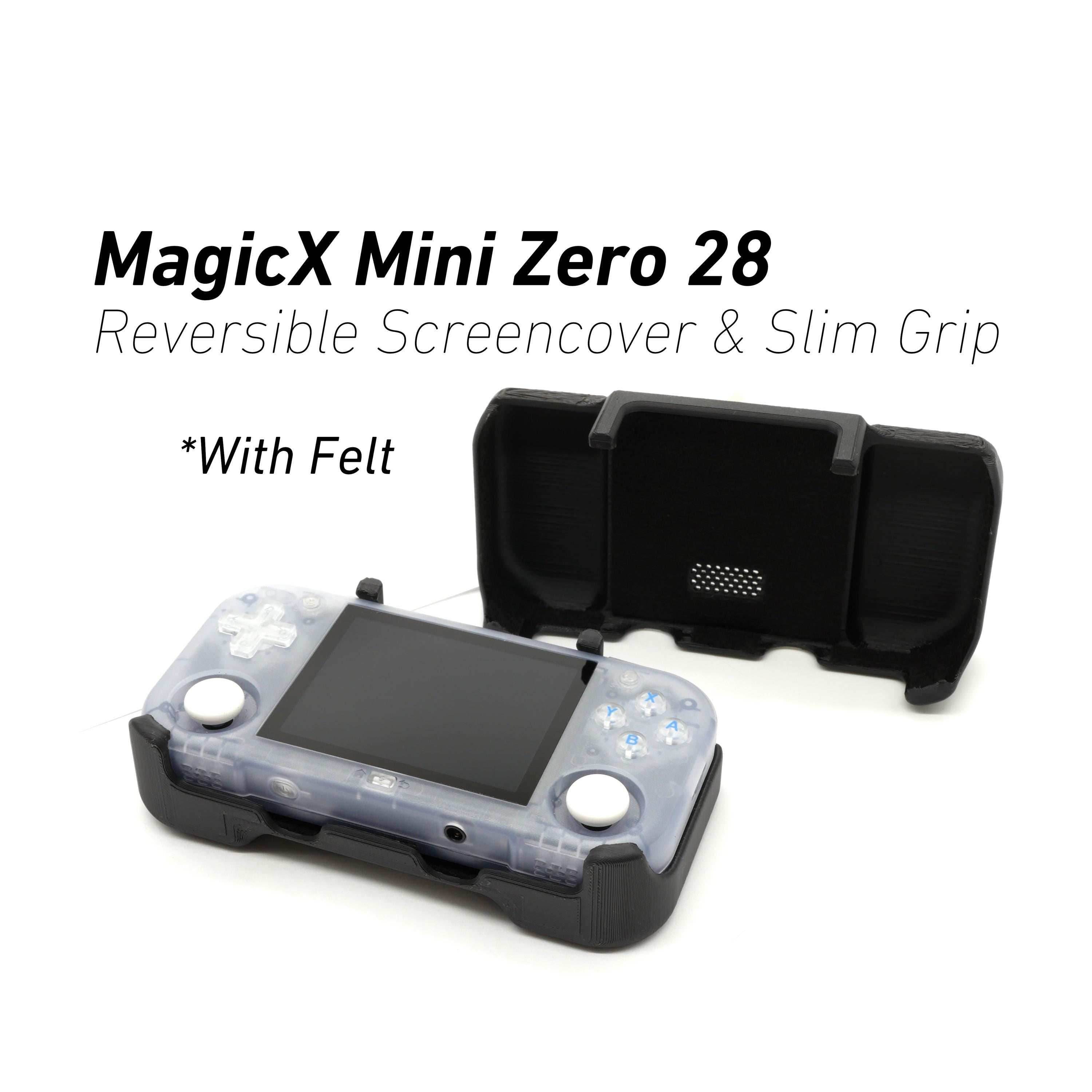 MagicX Mini Zero 28 Grip 2-in-1 Zero 28 Screen Cover Reversible Comfort Grip Felt Lining Case with Felt Wrap Ergonomic Handheld two in one - Black