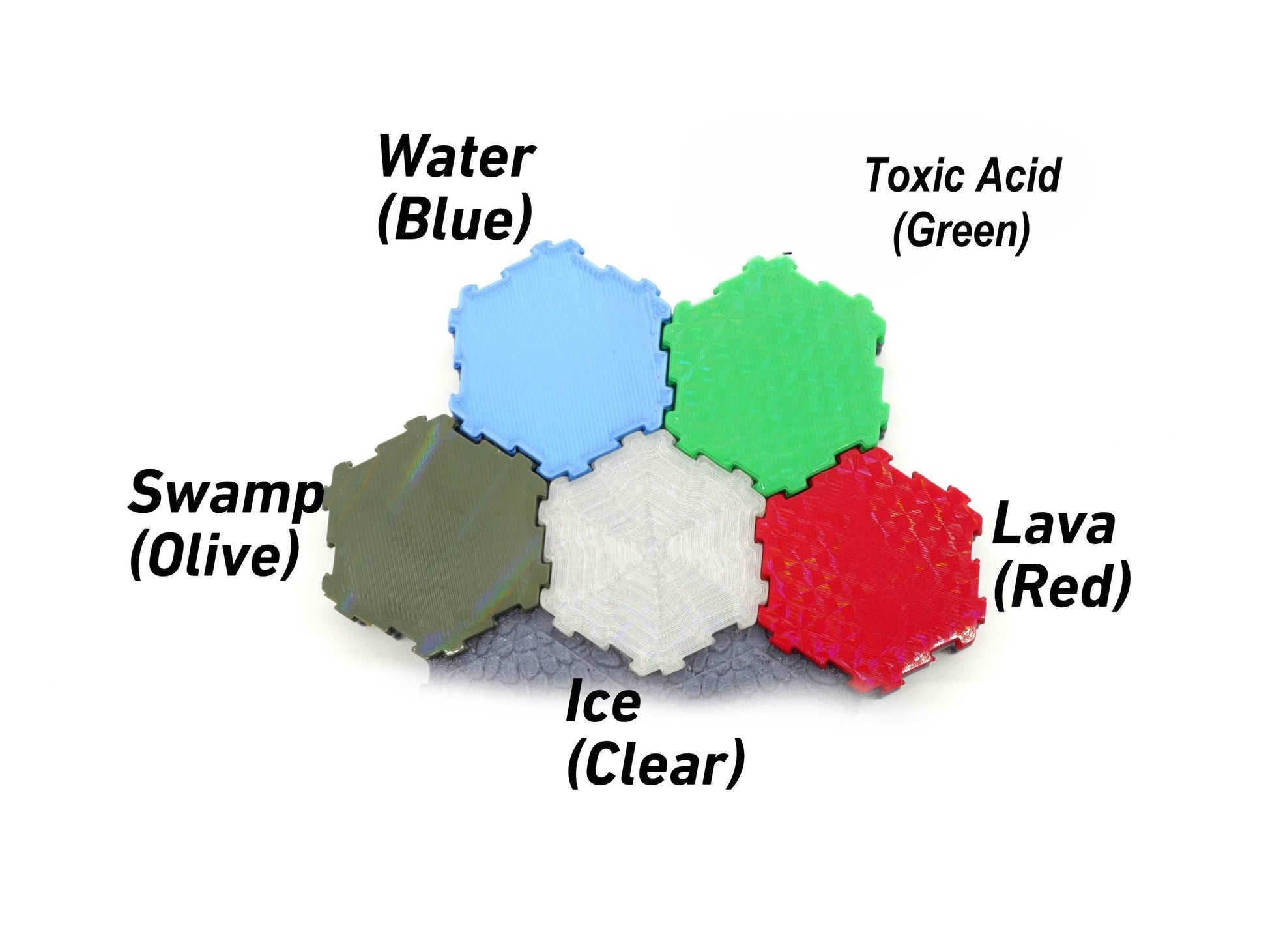 Hero Scape Compatible Hex Terrain Liquid Half Tiles | Tabletop Terrain Pieces | Paintable Miniature Board Game | DnD Role Play Game Upgrade - Ice (Clear)